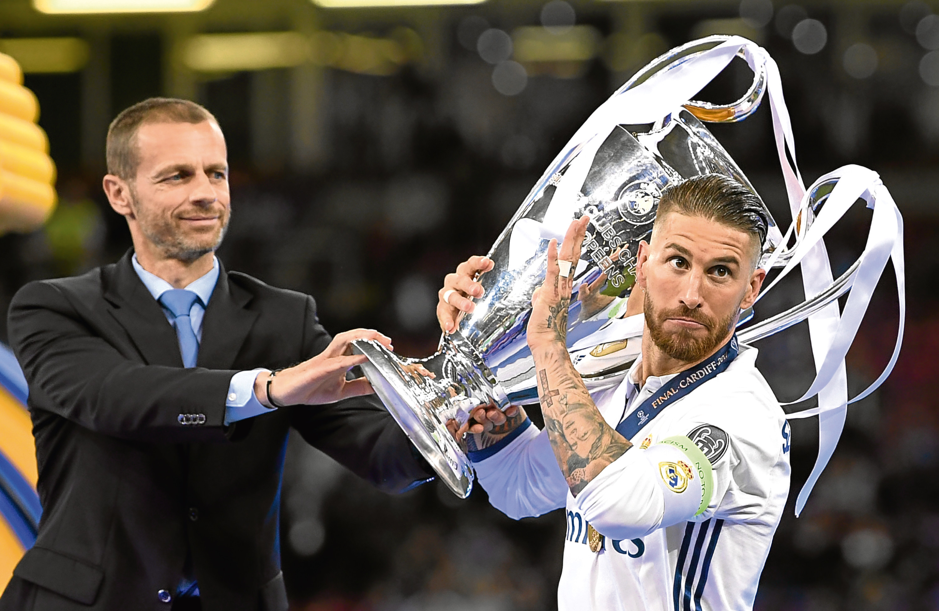 Sergio Ramos lifts the Champions League trophy (Getty Images)