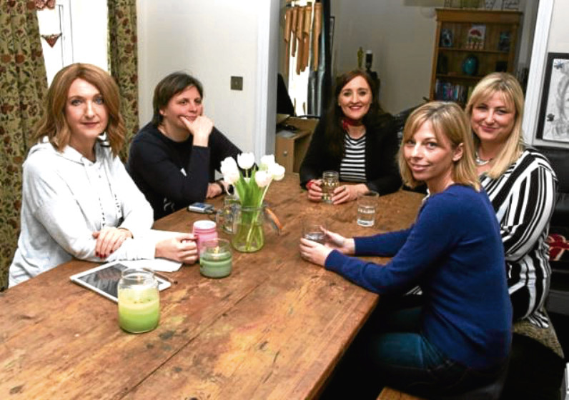 The BBC’s Victoria Derbyshire, on left, interviews mesh implant campaigners for her show in April