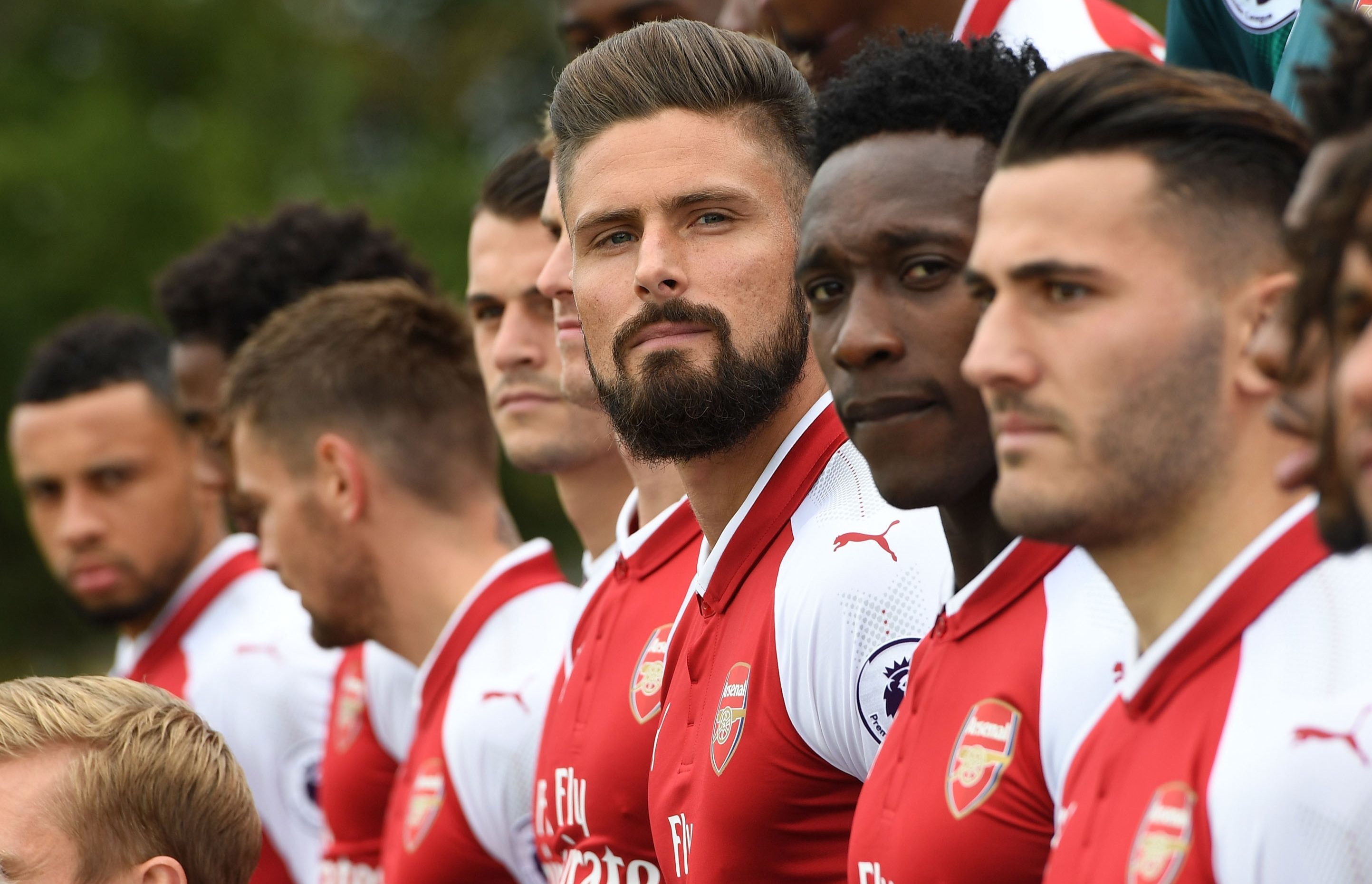 Olivier Giroud of Arsenal during the team photo (David Price/Arsenal FC via Getty Images)