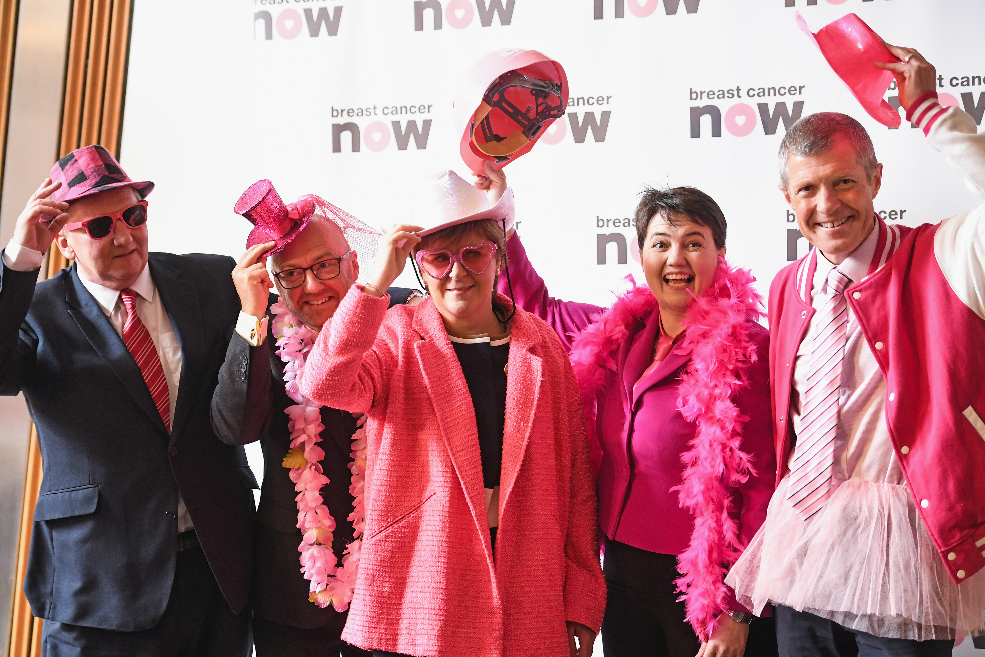 Holyrood party leaders Wear It Pink ( Jeff J Mitchell/Getty Images)