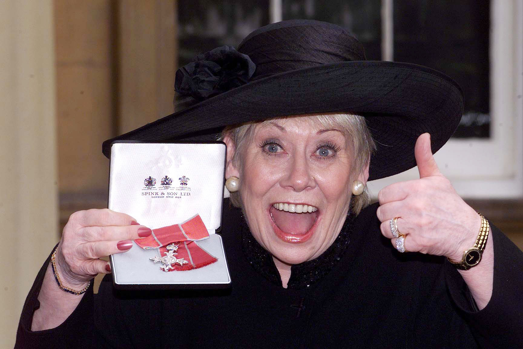 Liz Dawn at Buckingham Palace after she received an MBE (Sean Dempsey/PA Wire)