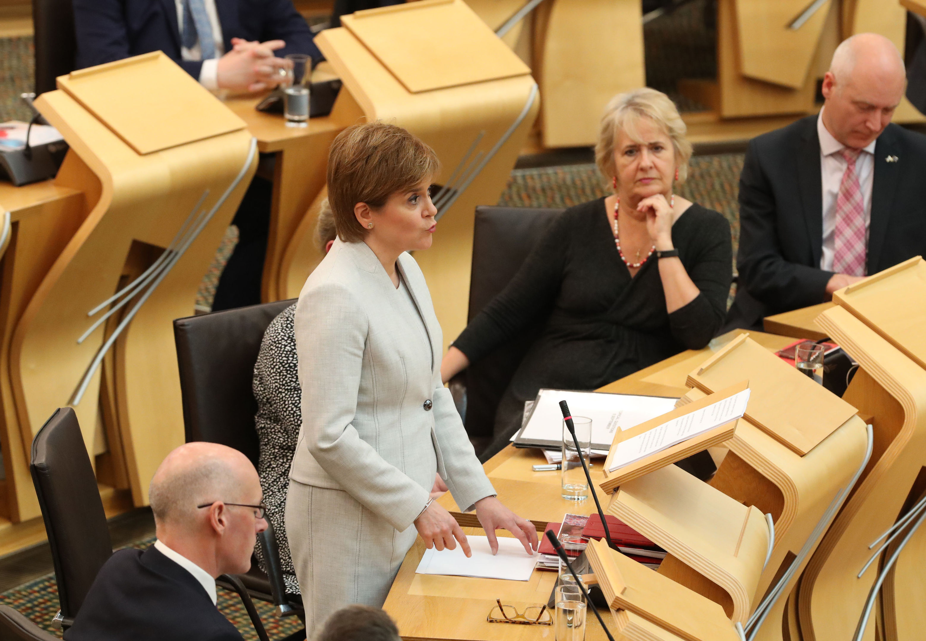 First Minister Nicola Sturgeon addresses the Scottish parliament in Edinburgh where she announced her Scottish Government's legislative programme for the coming year. (Andrew Milligan/PA Wire)