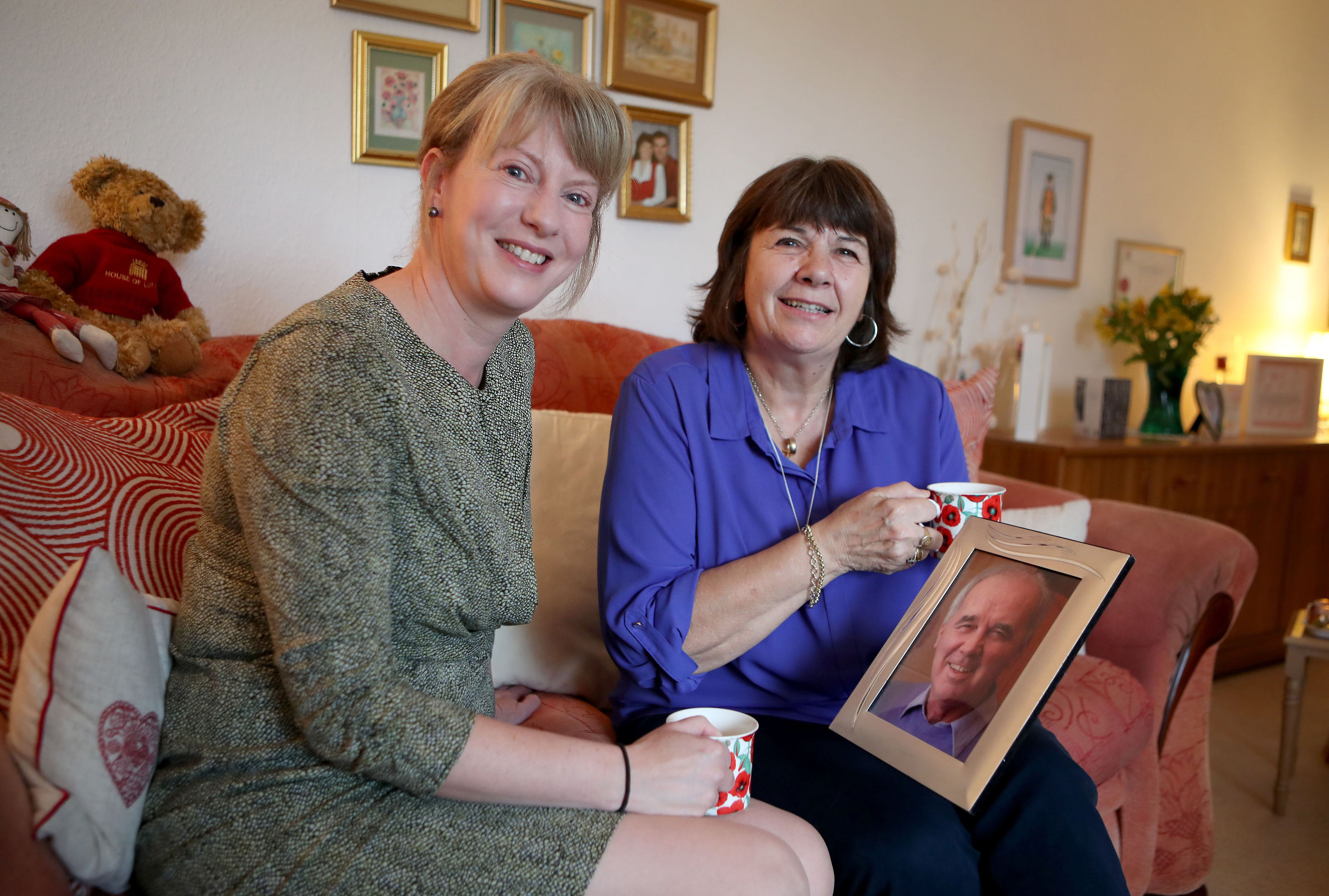 Health Secretary Shona Robison (left) during a visit to the home of Amanda Kopel, in Kirriemuir, Angus, to congratulate her on her successful campaign for Frank's Law (Jane Barlow/PA Wire)