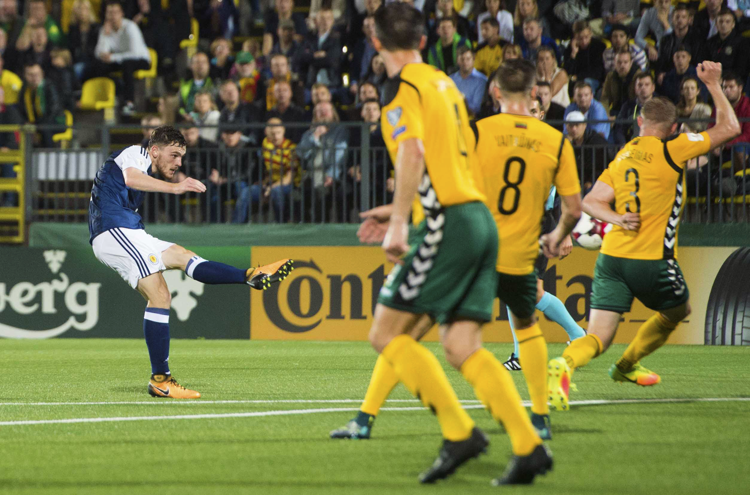 Scotland's Andy Robertson makes it 2-0 against Lithuania (SNS Group)
