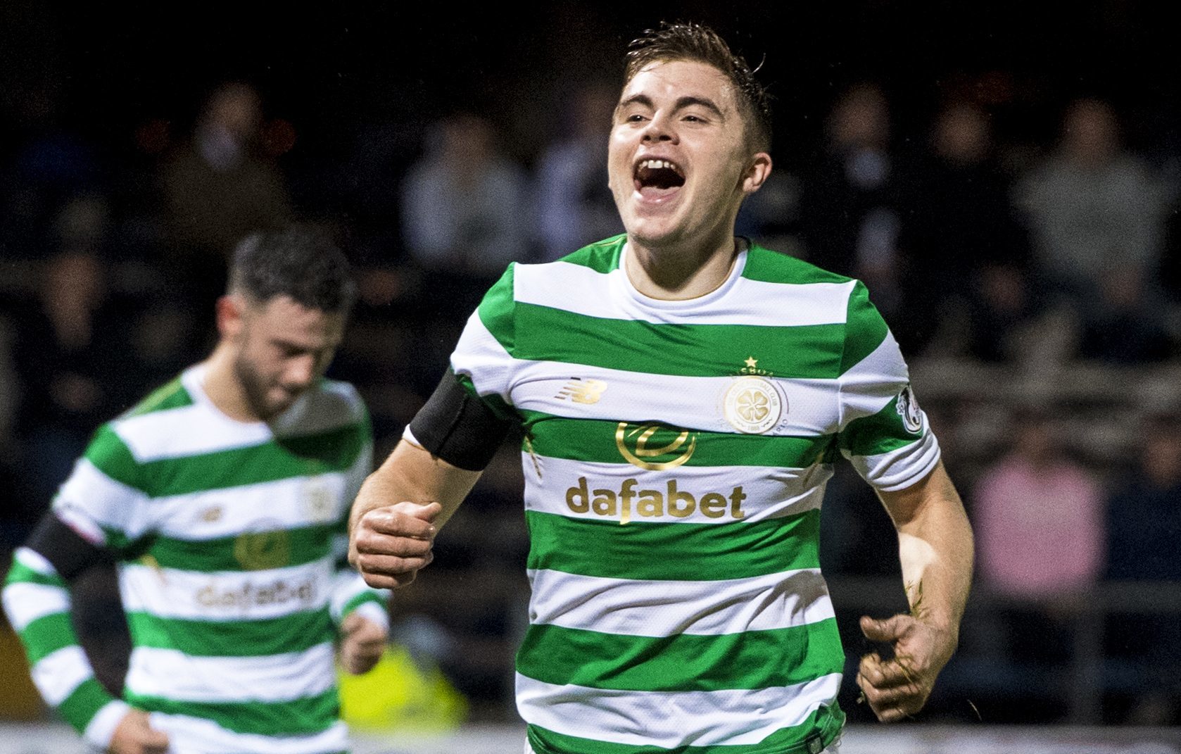 Celtic's James Forrest celebrates his goal against Dundee (SNS Group / Craig Williamson)