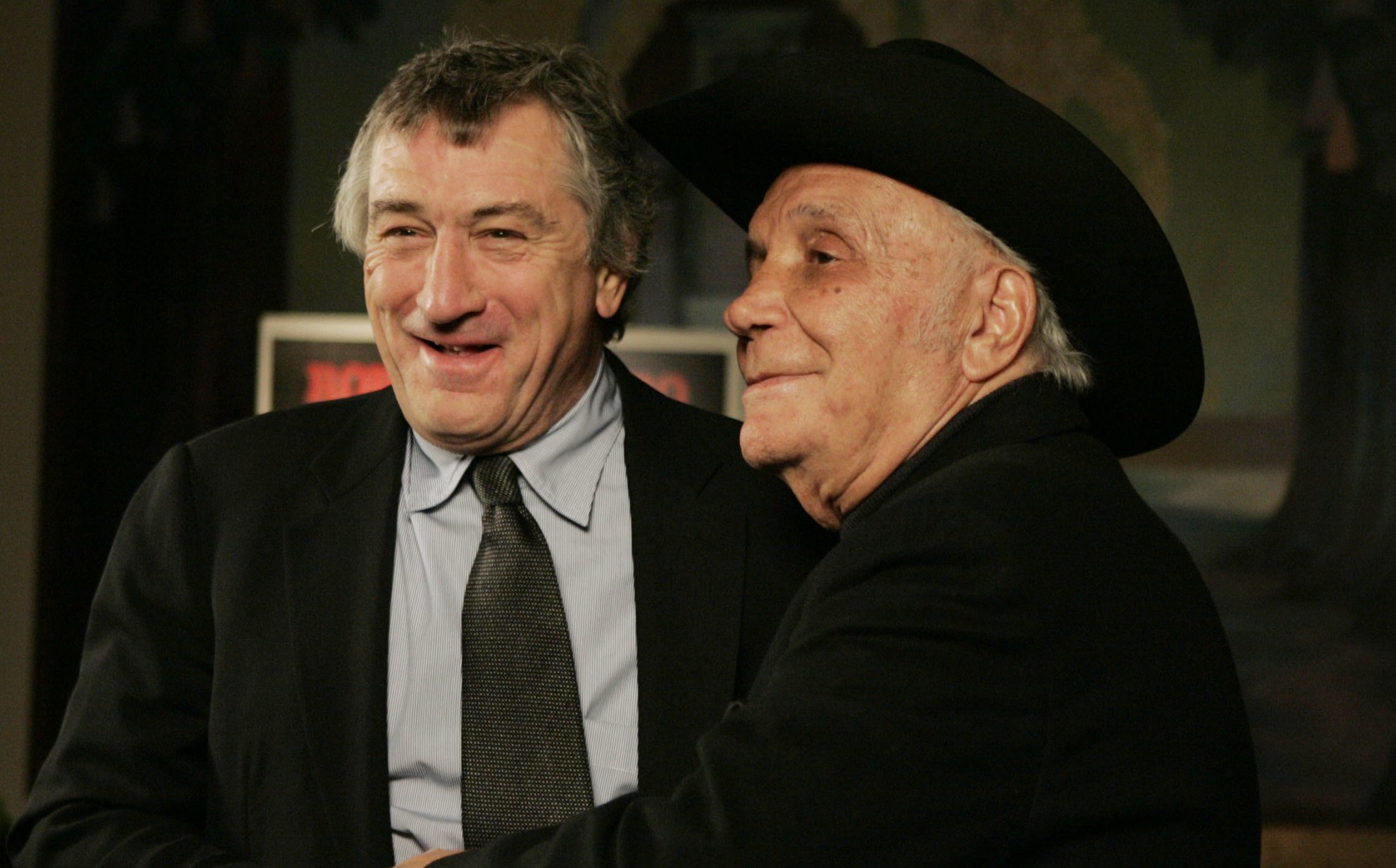 Robert DeNiro, left, meets boxer Jake LaMotta in 2005 (AP Photo/Julie Jacobson, File)