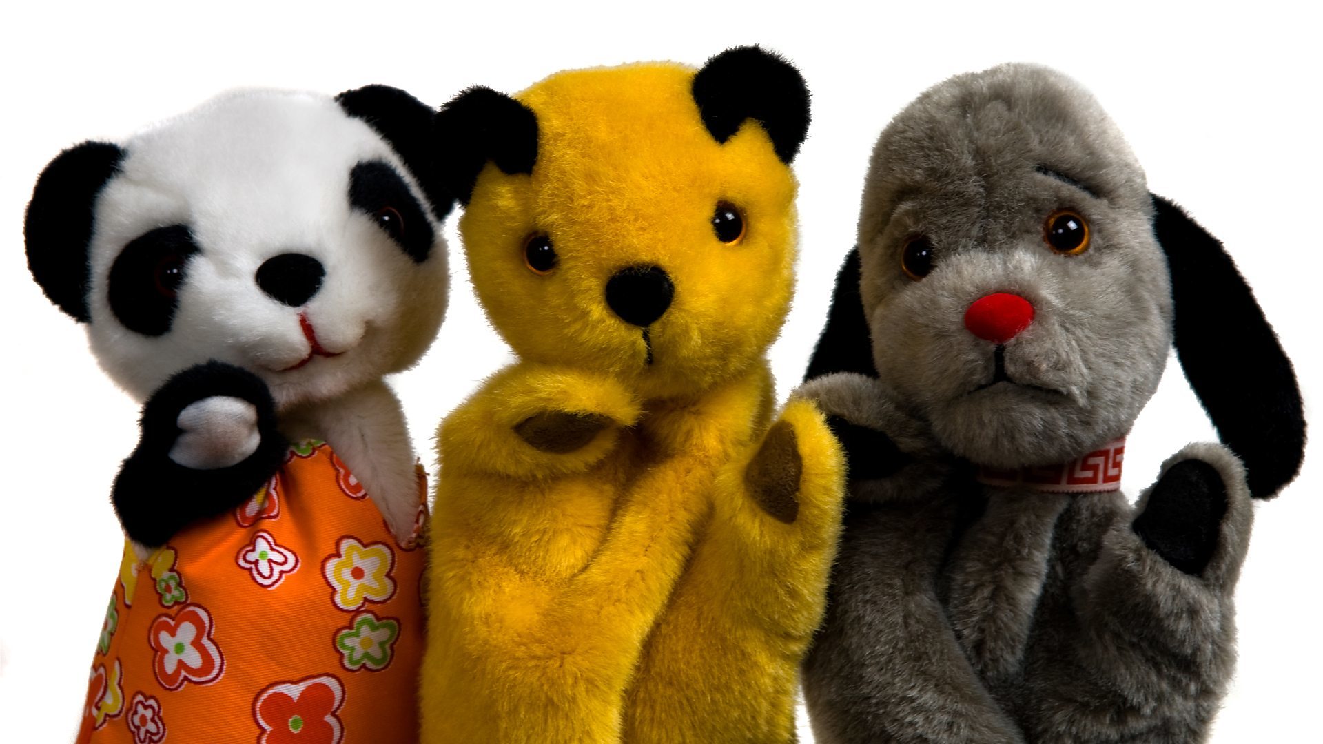 Mischievous old friends Sooty, Sweep and Soo