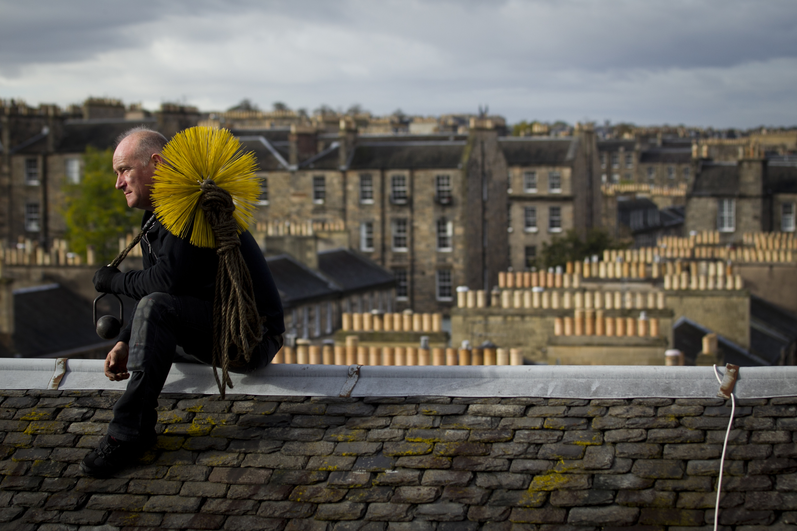 Chimney sweep, Kirk McLenaghan, who runs Auld Reekie Chimney Sweep company (Andrew Cawley, DC Thomson)