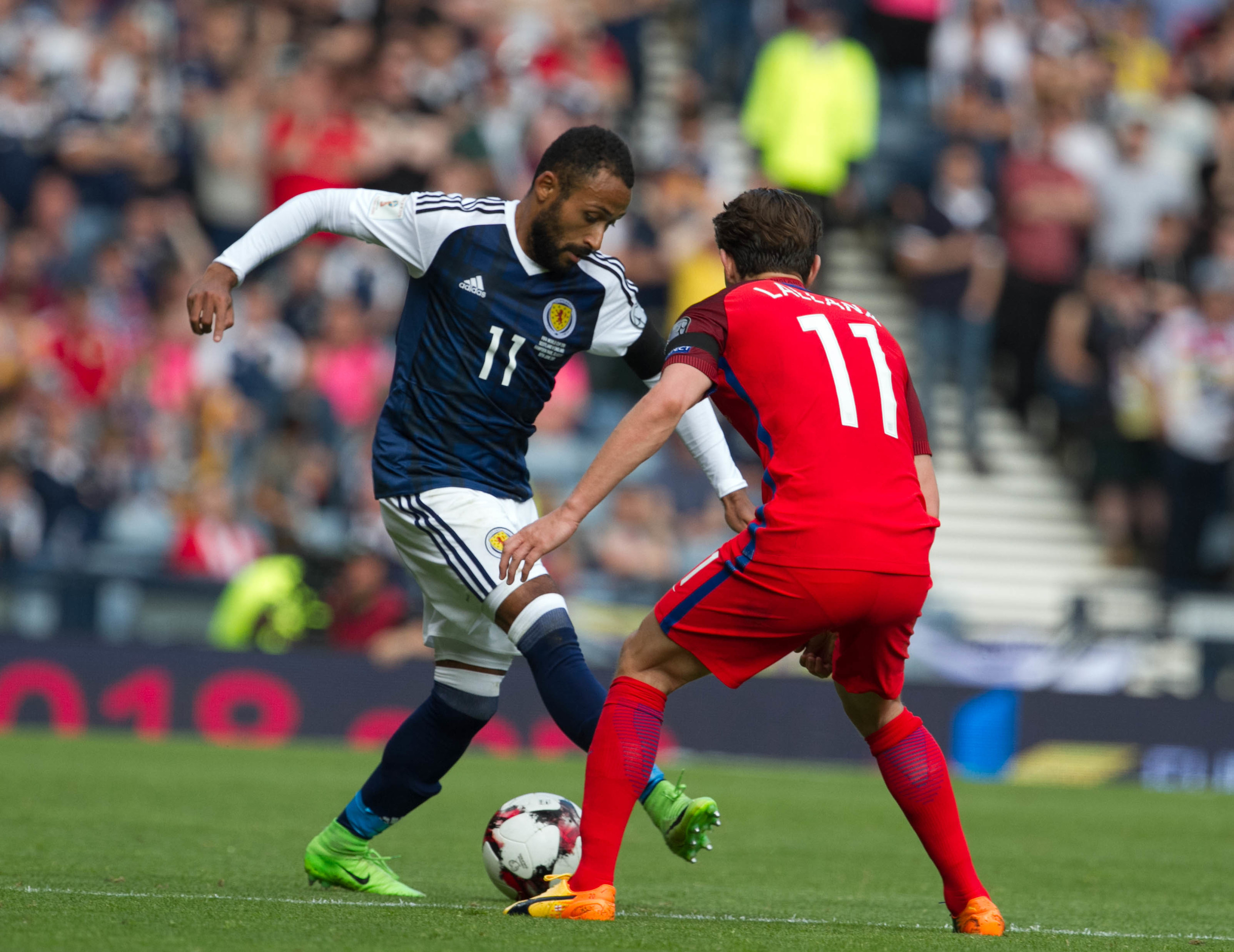 Ikechi Anya and Adam lallana during the 2018 World Cup Final qualifications at Hampden Park (iStock)