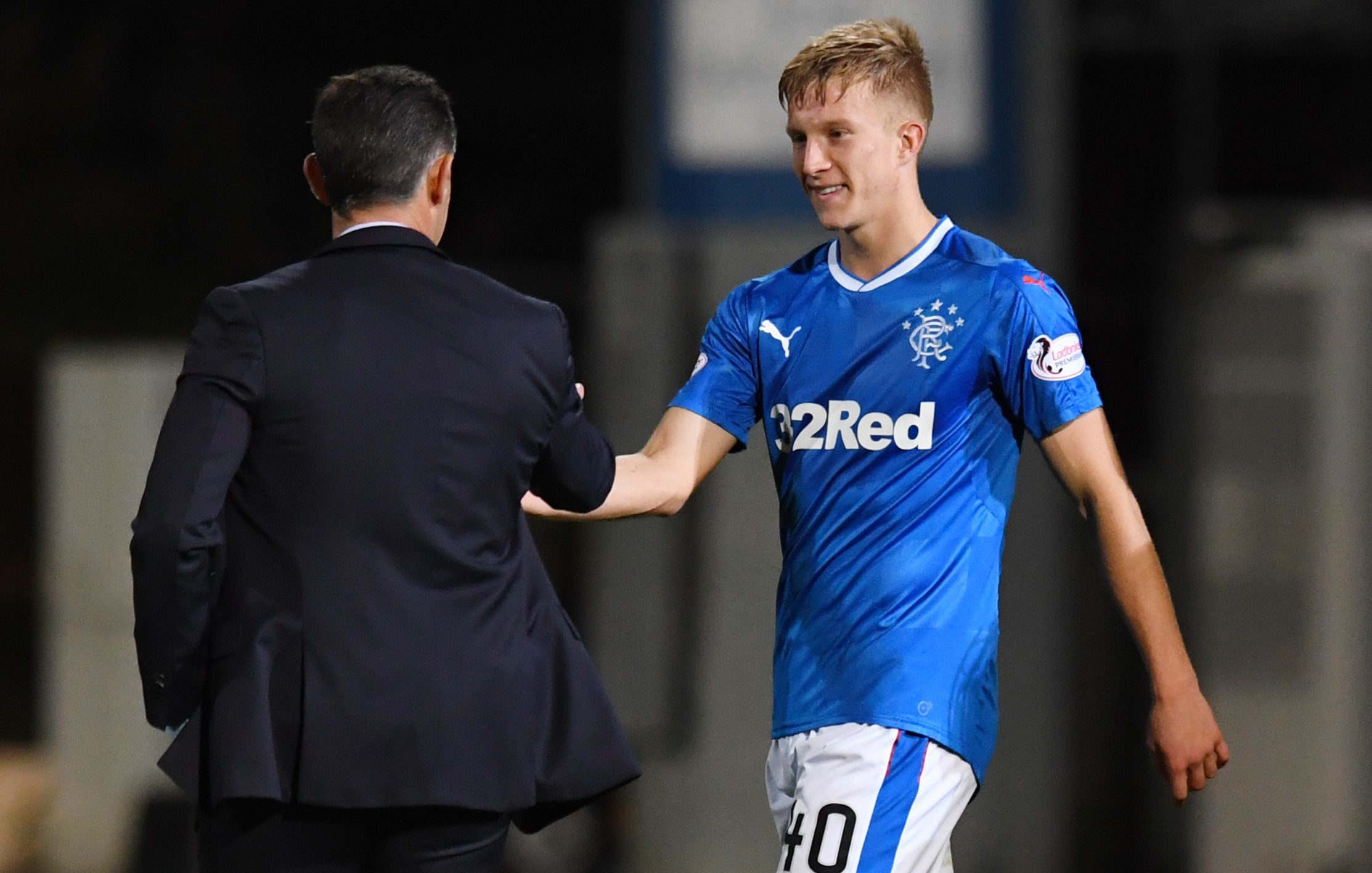 Rangers manager Pedro Caixinha (left) with Ross McCrorie (SNS Group)