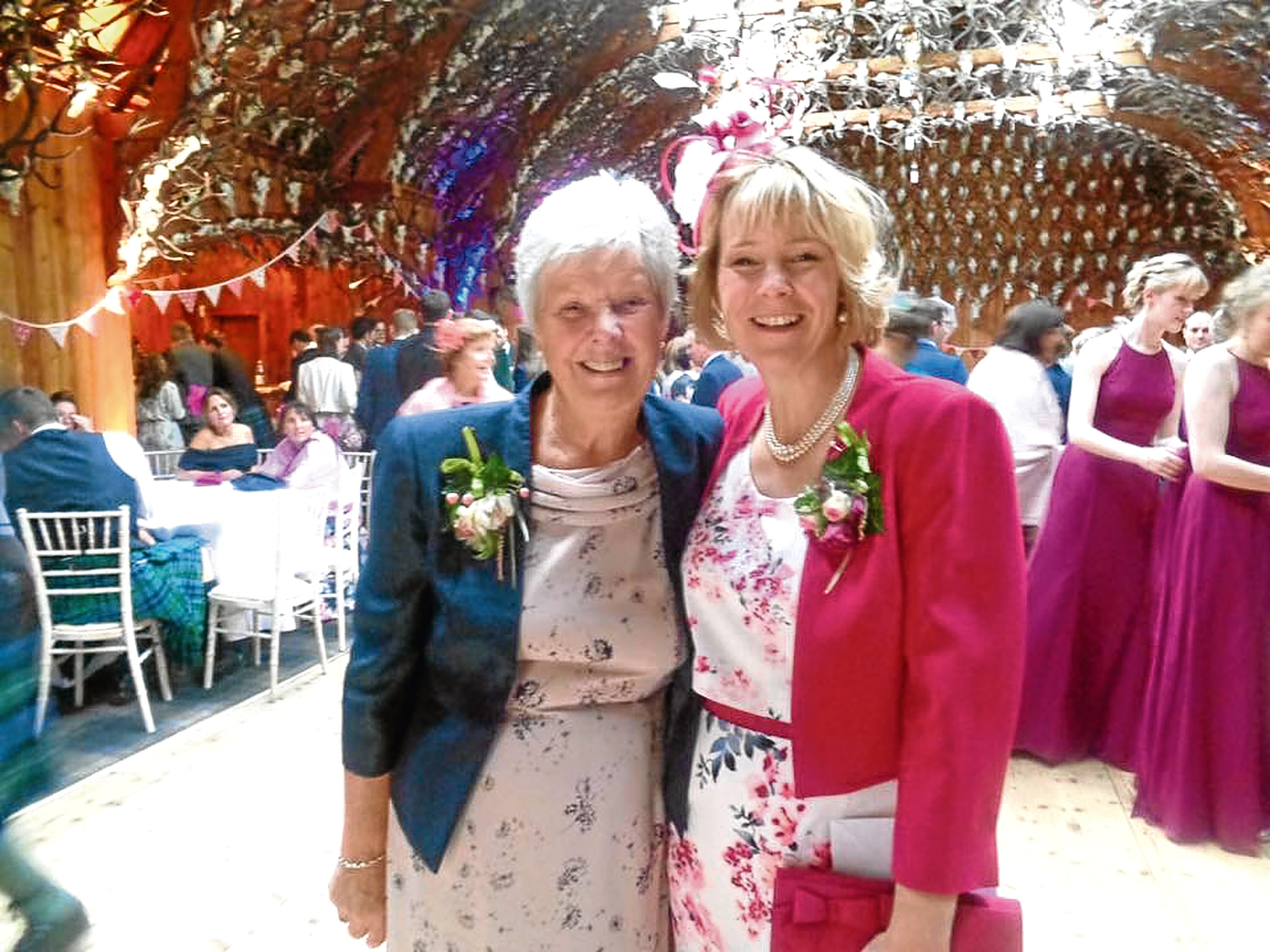 Pat with Joanne at the wedding. John Lewis will know better than to cross swords with Pat again