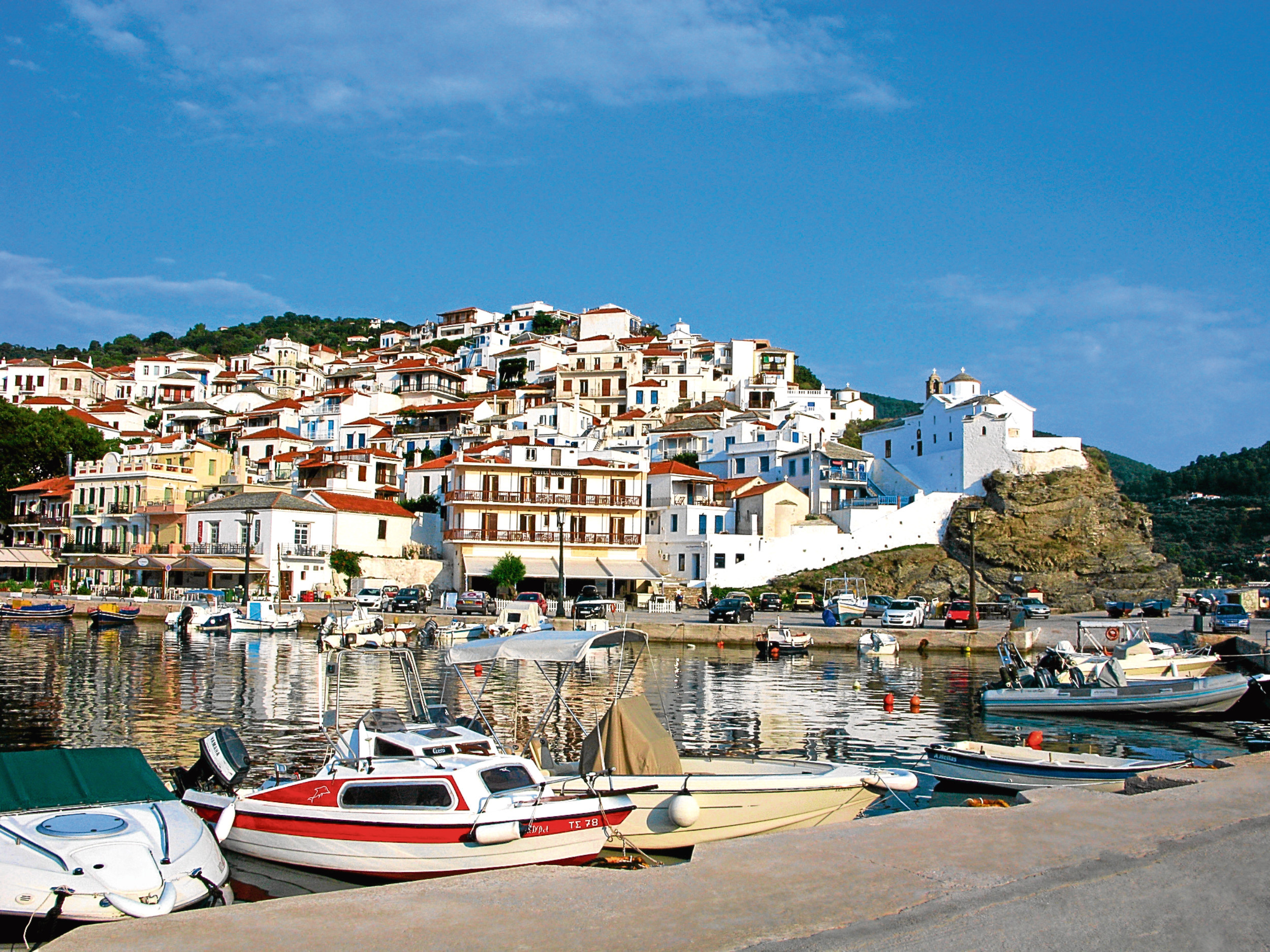 Skopelos town. View of the town from port. Skopelos island, Northern Sporades, Greece. (iStock)