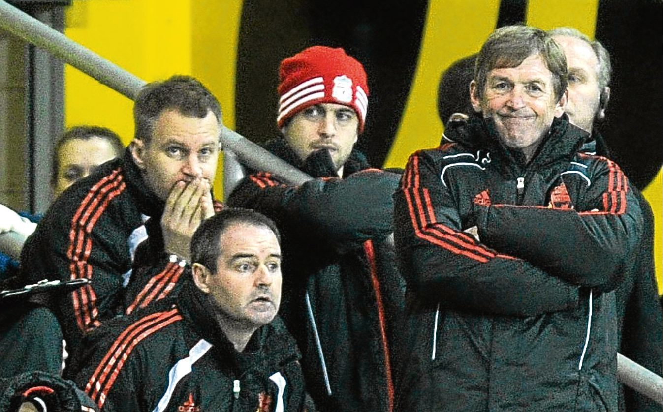 Kenny Dalglish and Steve Clarke during their time together at Liverpool (Martin Rickett / PA)