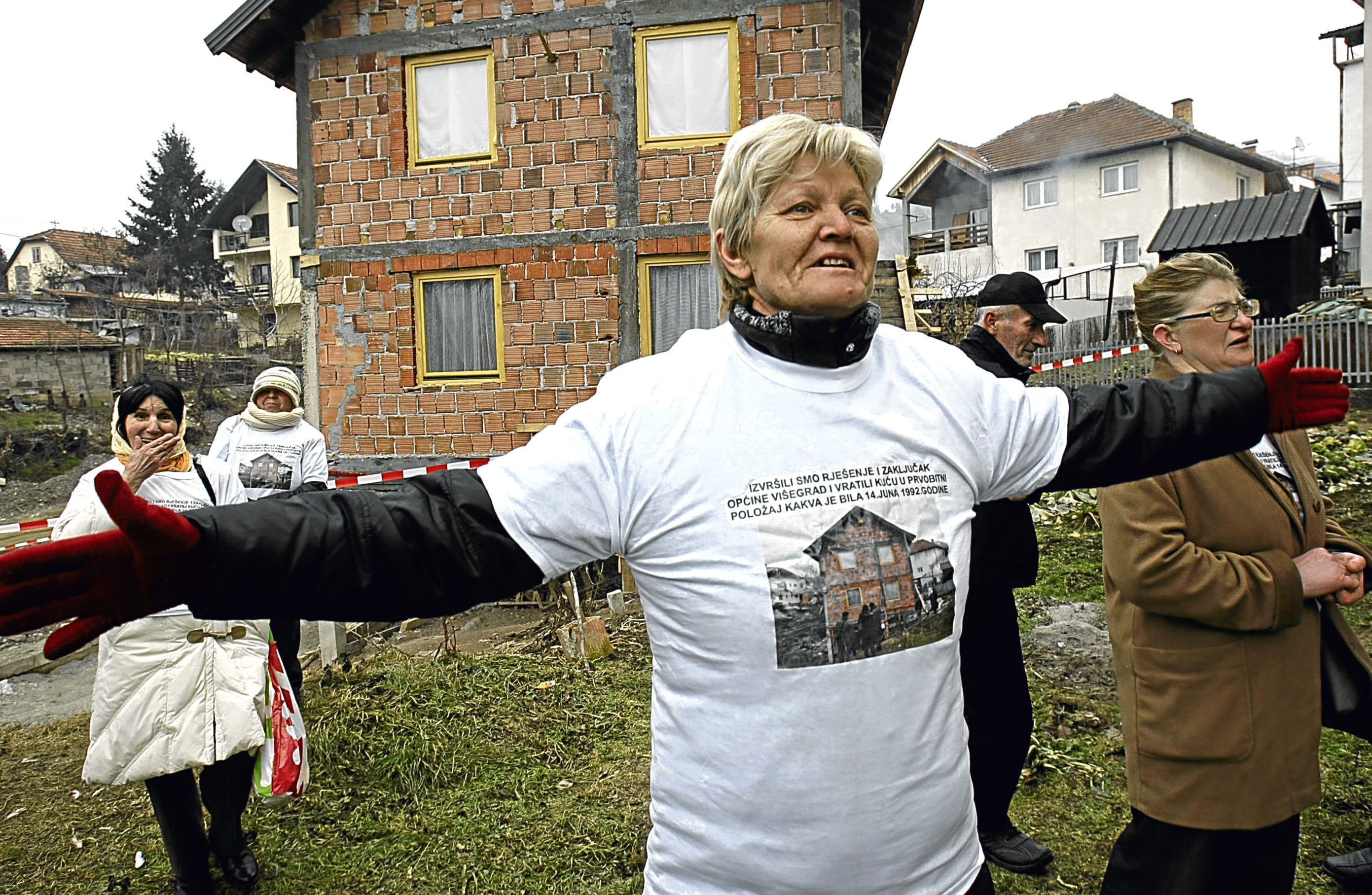 Bakira Hasecic campaigns against destruction of home in Visegrad, where more than 50 Muslims were killed in 1992 (Amel Emric/AP/REX/Shutterstock)