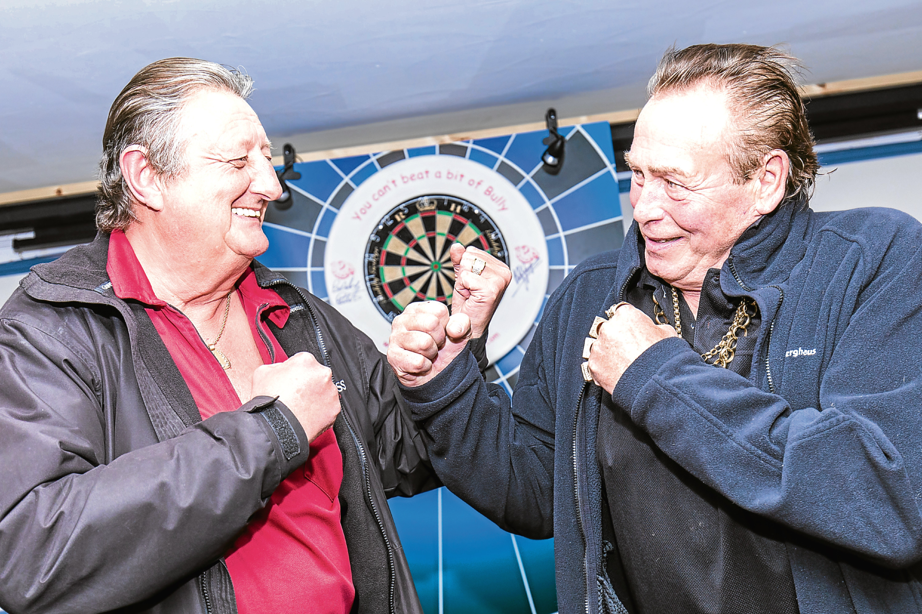 Bobby George and Eric Bristow on their tour of the western isles, in Stornoway. (Colin Cameron)