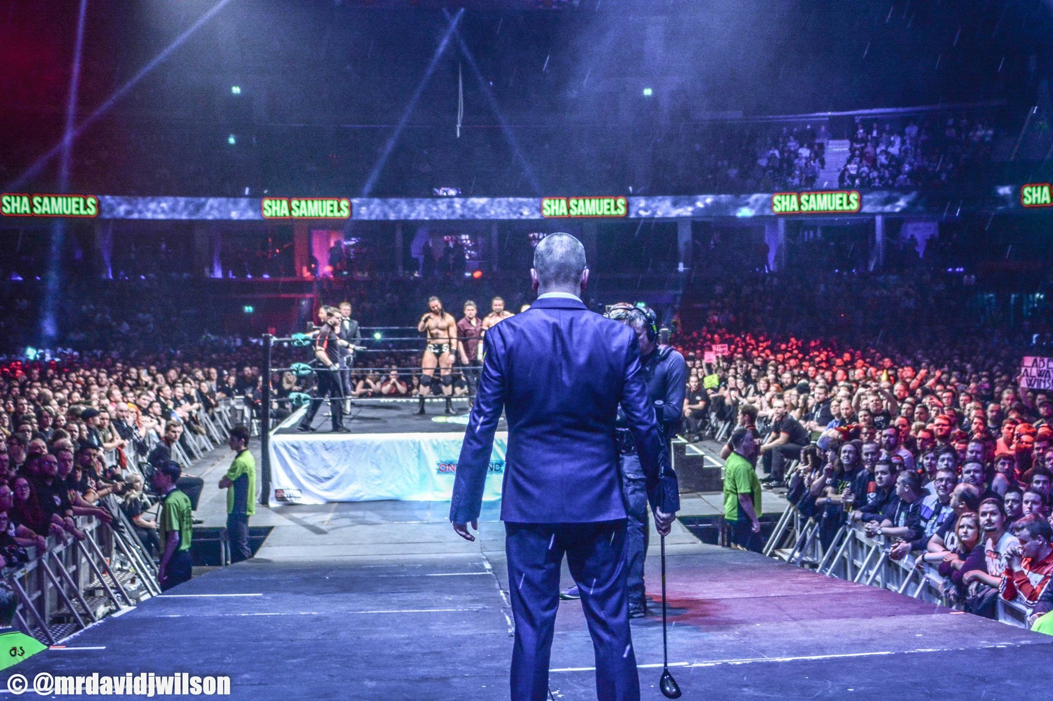 ICW owner Mark Dallas faces The Hydro crowd (David J. Wilson / ICW)
