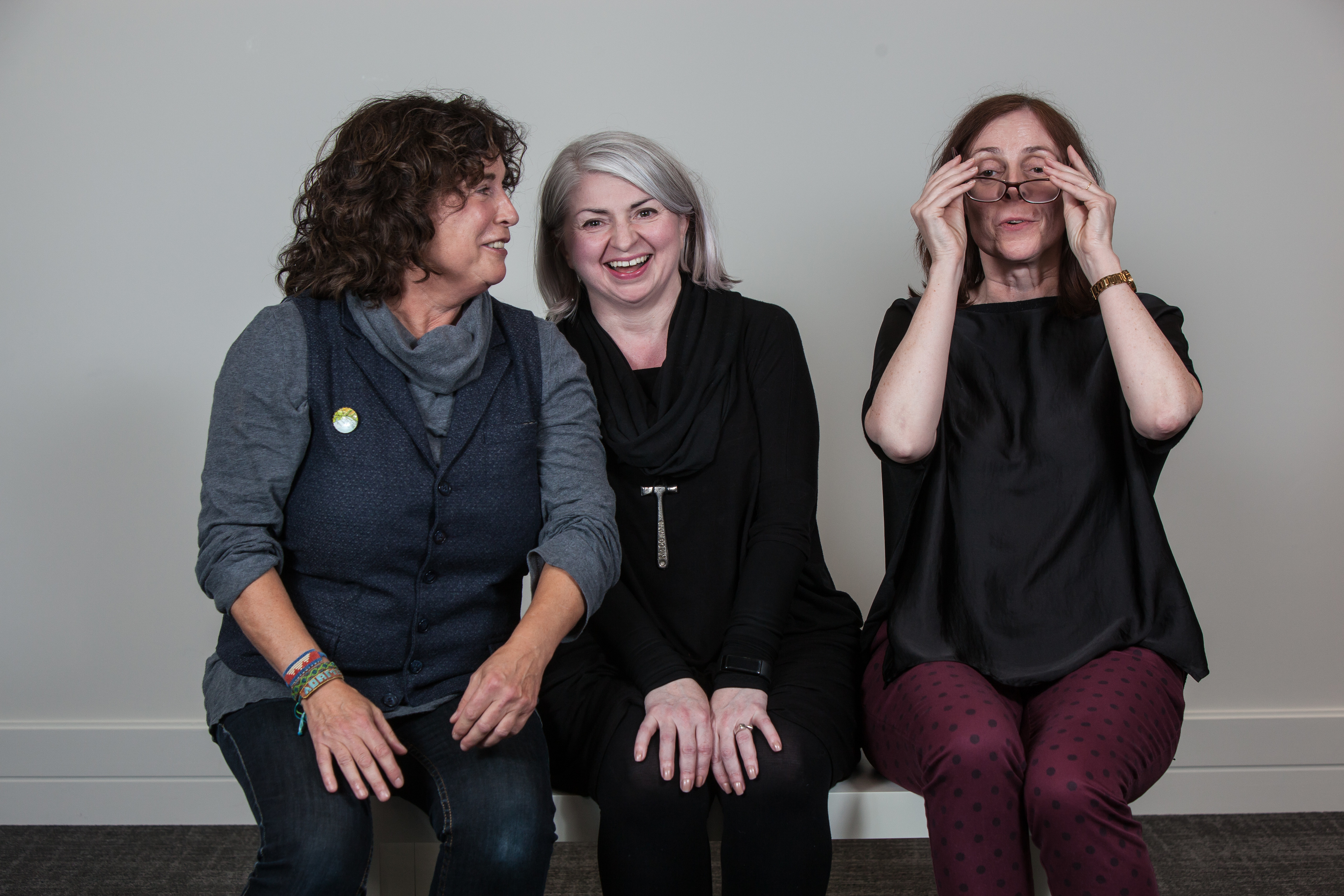 Former Jackie Magazine journalists from left: Gayle Anderson, Shona Main and Ali Kirker. DC Thomson, Dundee. 11 Oct 2017. (Tina Norris).