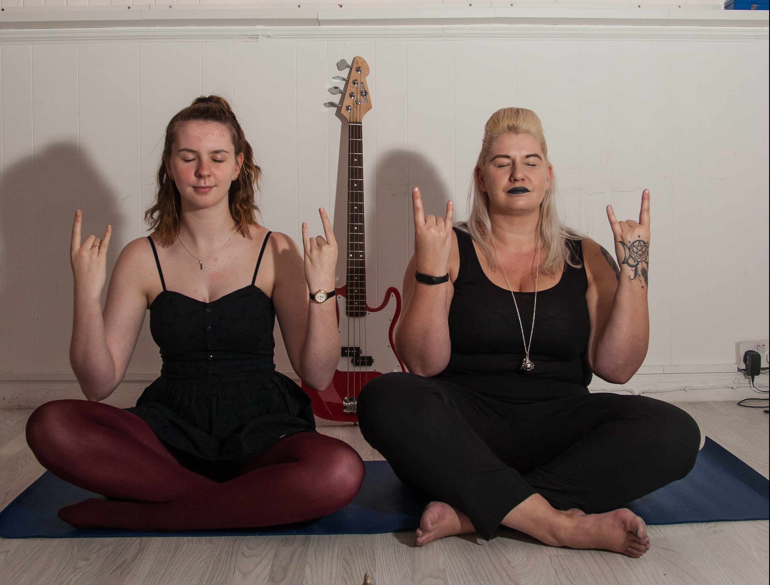 Amanda Thomson offers meditation classes to heavy metal music at her company Metal Panda Hollistics, The Hall, George Street, Falkirk. From left: Catriona Thomson and Amanda Thomson (Catriona's aunt) (Tina Norris)