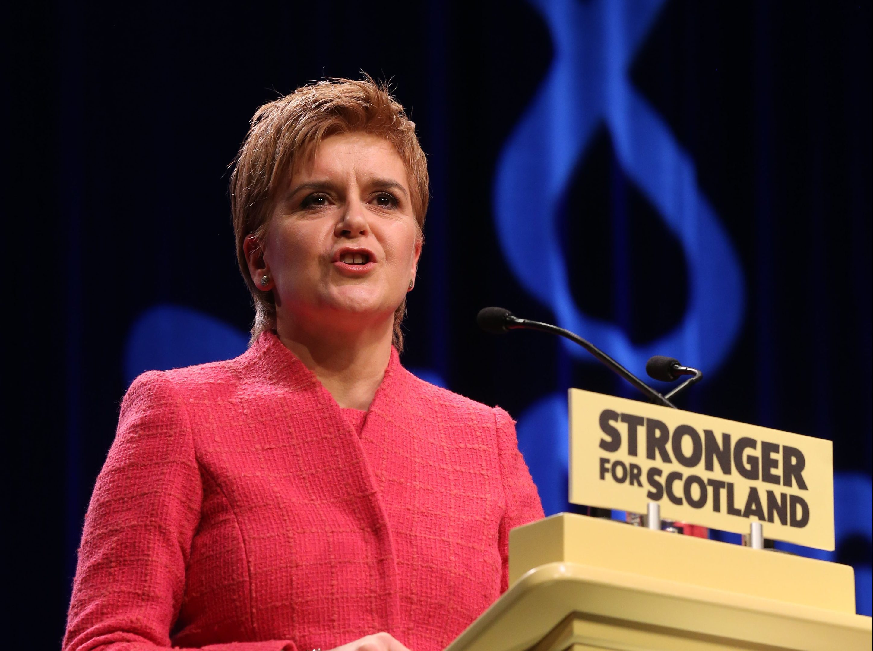 First Minister Nicola Sturgeon speaking at the SNP Spring Conference at the AECC in Aberdeen. (PA)