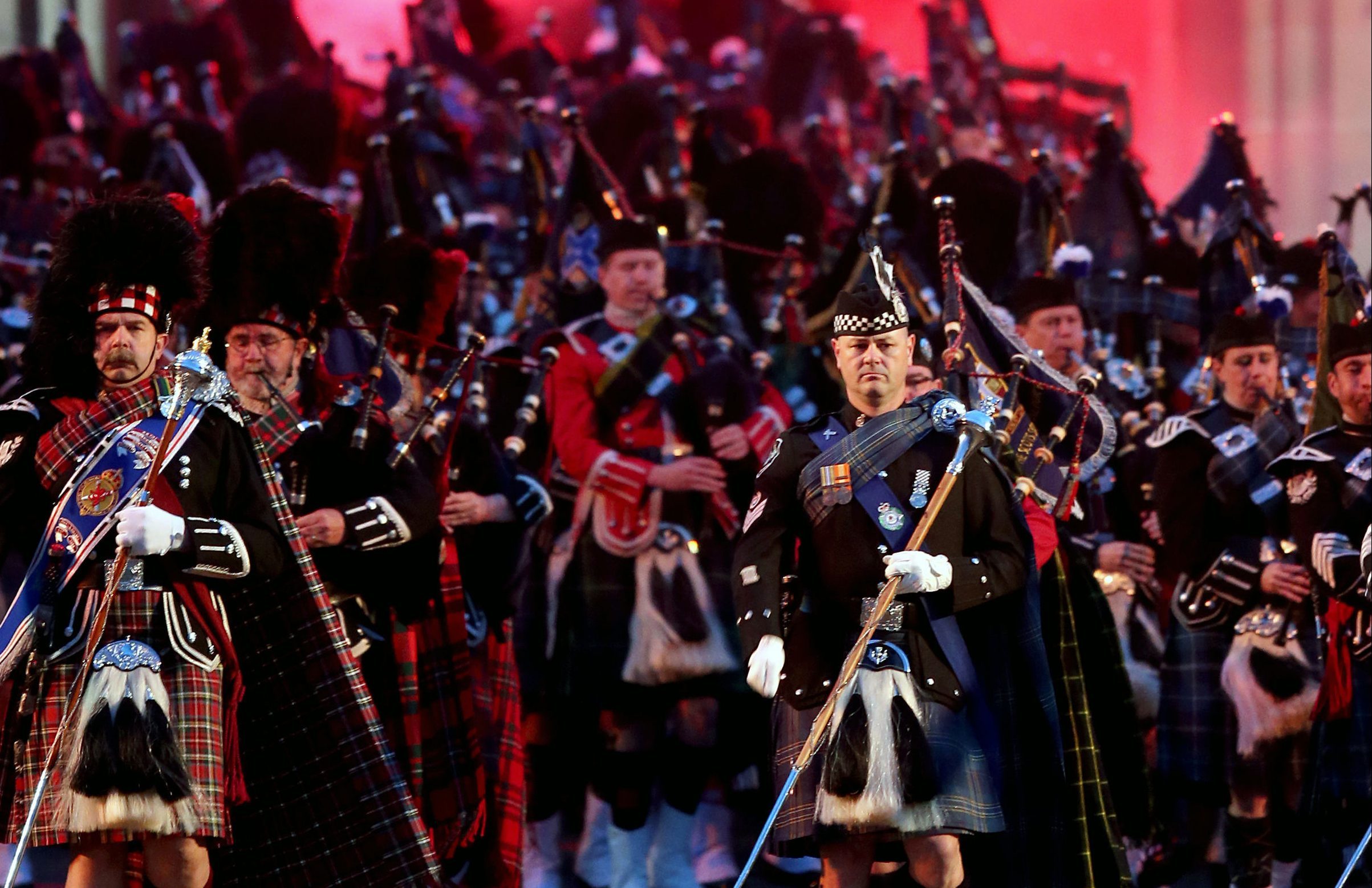 The massed pipes and drums during the Royal Edinburgh Military Tattoo (Jane Barlow/PA Wire)