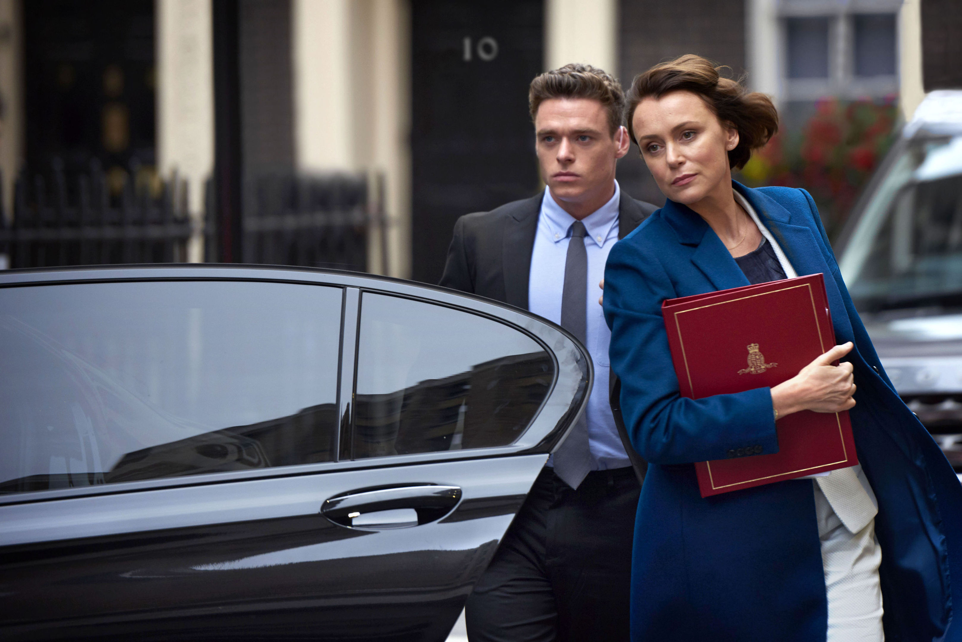 Richard Madden as David Budd and Keeley Hawes as Julia Montague in the new BBC1 drama Bodyguard (Des Willie/BBC/PA Wire)