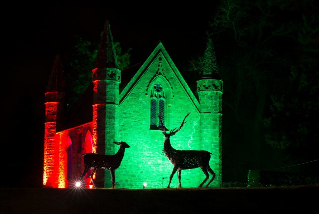Scone Palace has teamed up with the creative team behind the Enchanted Forest to create a spine-tingling sound and light show this weekend to celebrate Halloween. (Graeme Hart. Copyright Perthshire Picture Agency)