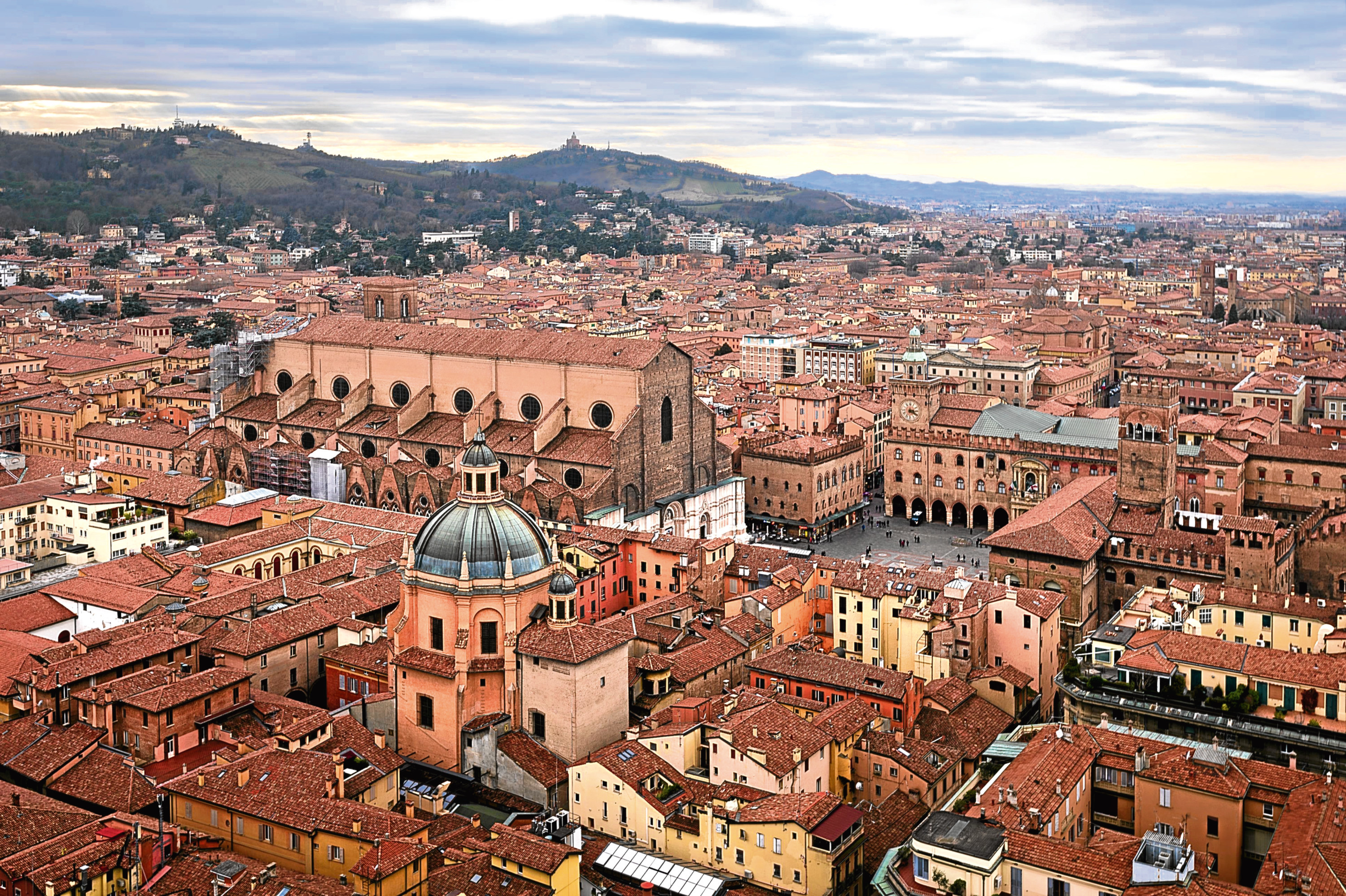 Aerial View of Bologna from Asinelli Tower