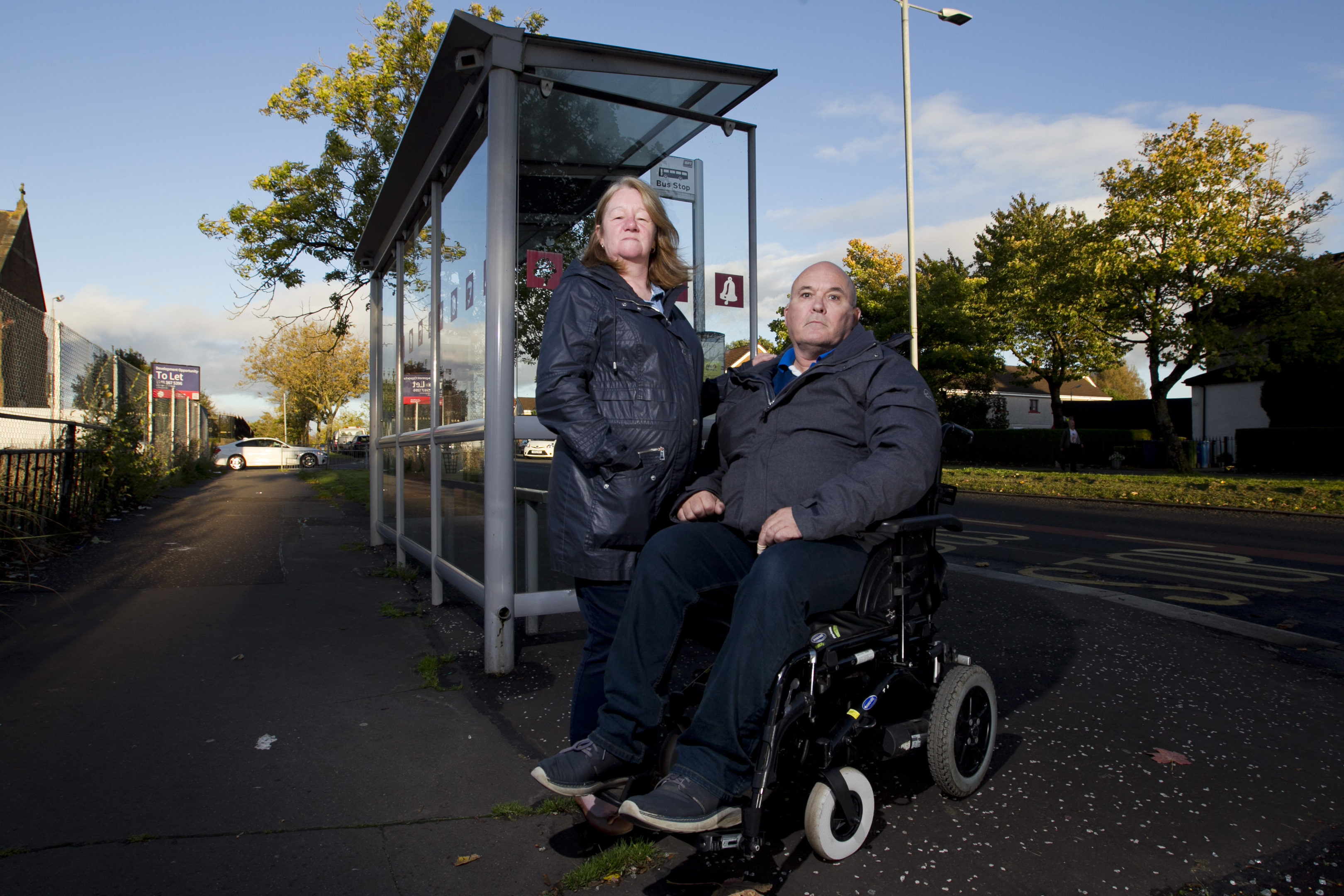 Alex Crawford with wife Sandra. Alex has been refused on to a bus several times, because a baby's pram was taking up space. (Andrew Cawley, DC Thomson)