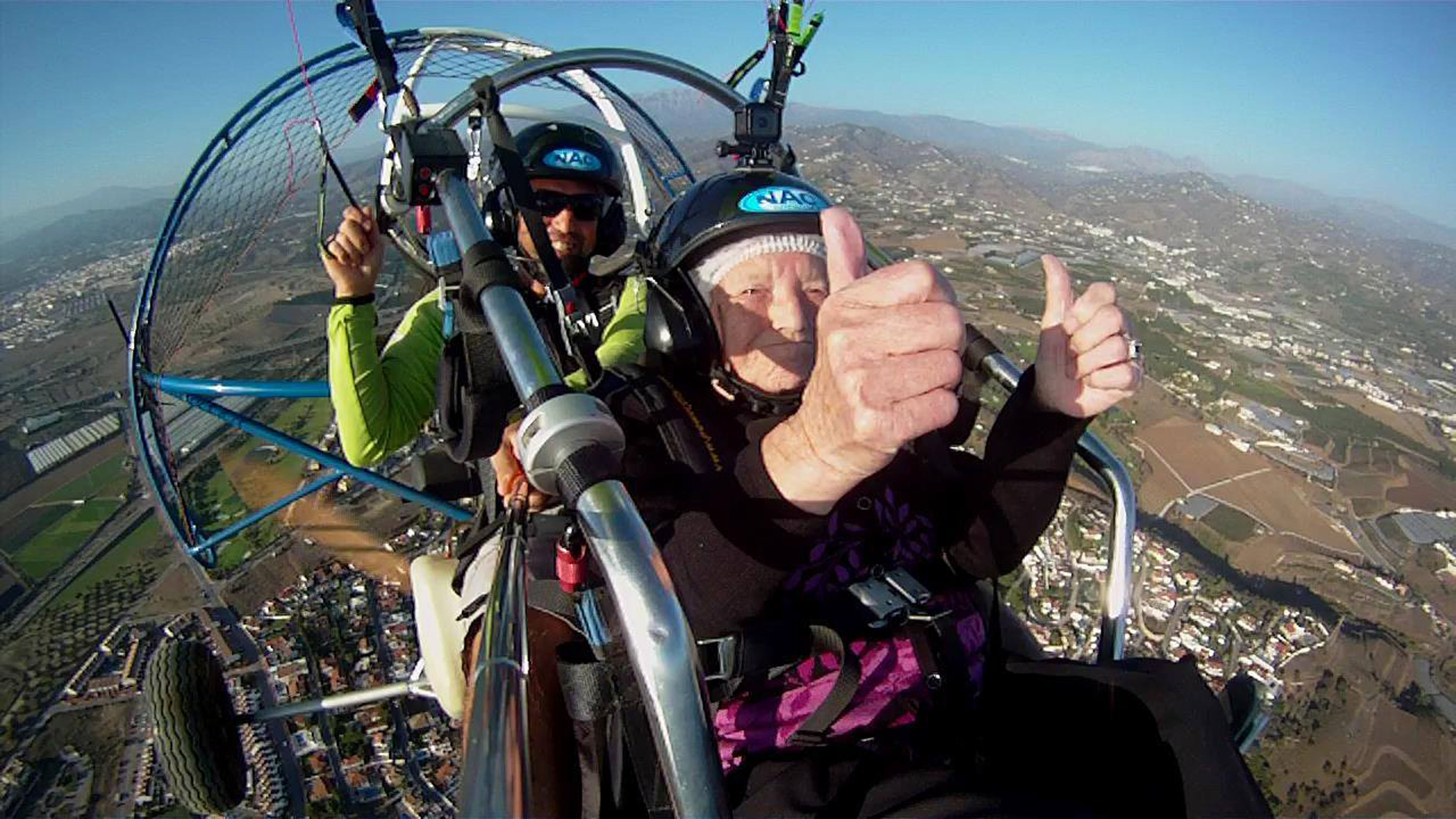 Connie Smith, 90, who went paragliding in southern Spain in aid of her favourite pet charity (PDSA/PA Wire)