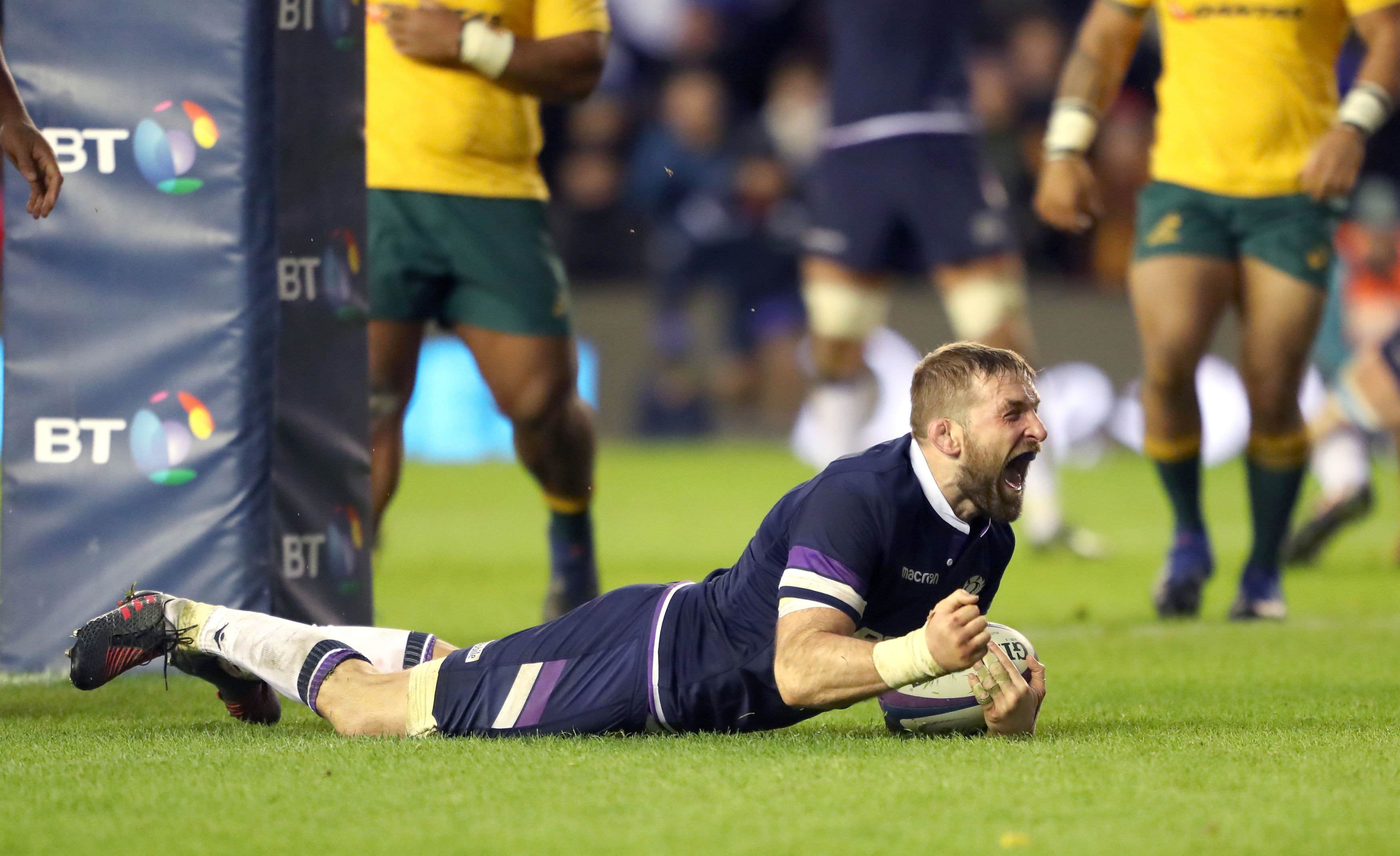 Scotland's John Barclay scores his side's seventh try (Andrew Milligan/PA Wire)