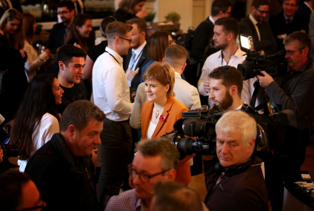 First Minister Nicola Sturgeon during a visit to the Start-Up Summit, an annual event focused on helping new businesses grow, at the Assembly Rooms in Edinburgh. . (Jane Barlow/PA Wire)