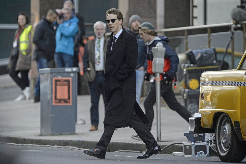 Actor Benedict Cumberbatch shooting scenes in Glasgow which was transformed into New York City for filming of the TV show Melrose. (John Linton/PA Wire)