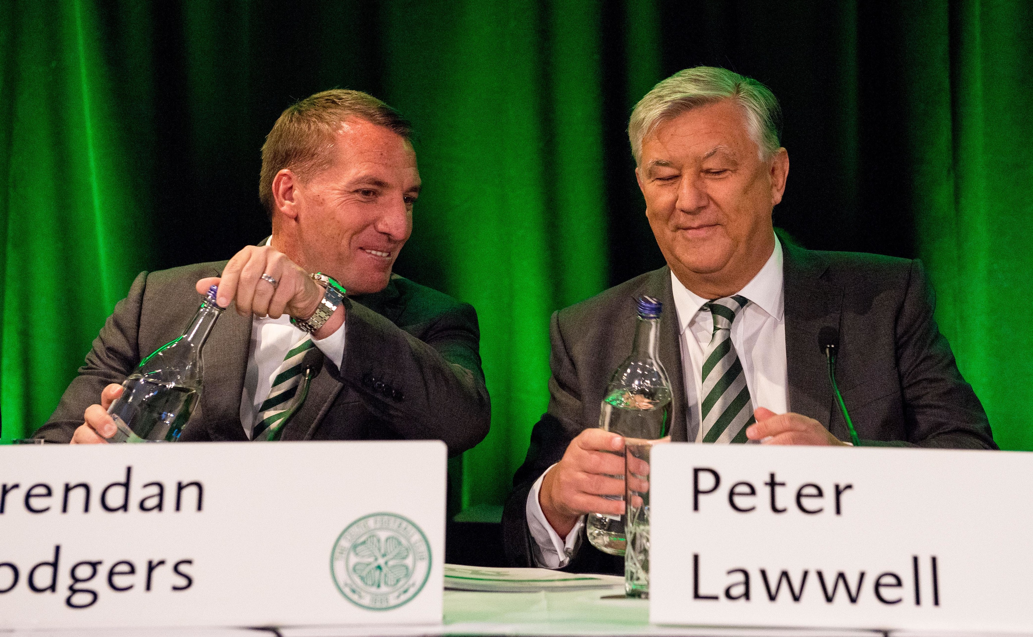Celtic manager Brendan Rodgers (left) with Celtic Chief Executive Peter Lawwell (SNS Group / Ross Parker)