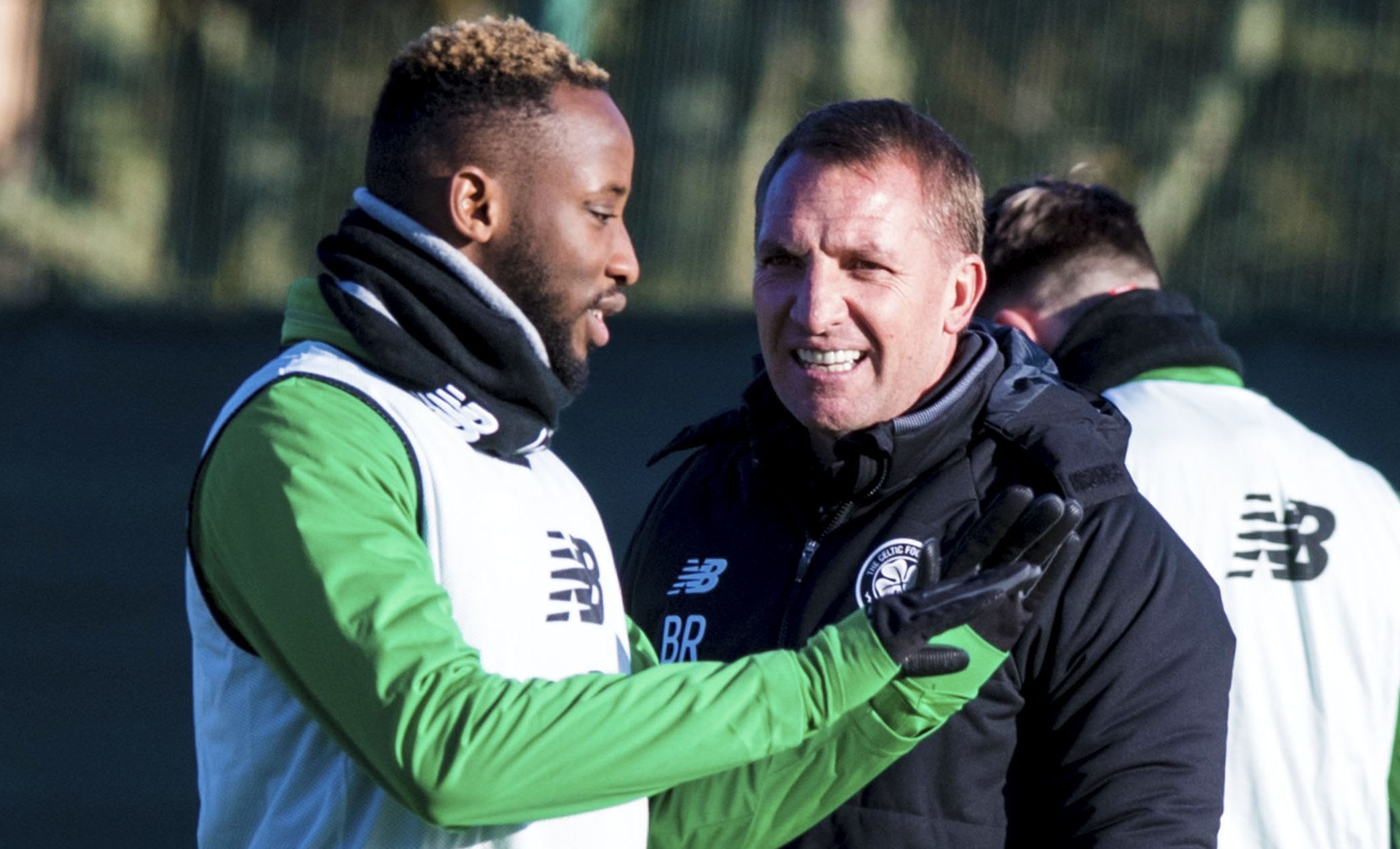 Celtic manager Brendan Rodgers (right) with Moussa Dembele (SNS Group / Alan Harvey)