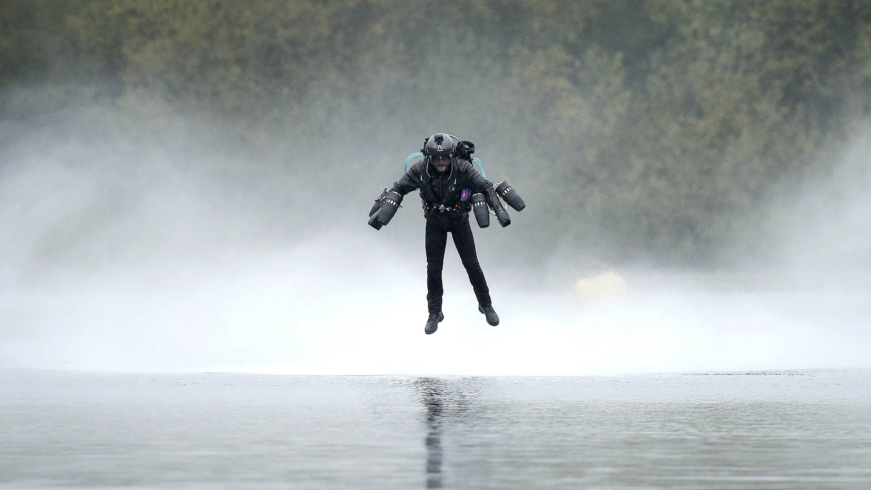 Richard Browning sets the Guinness World Record for the fastest speed in a body-controlled jet engine power suit (Matt Alexander/PA)