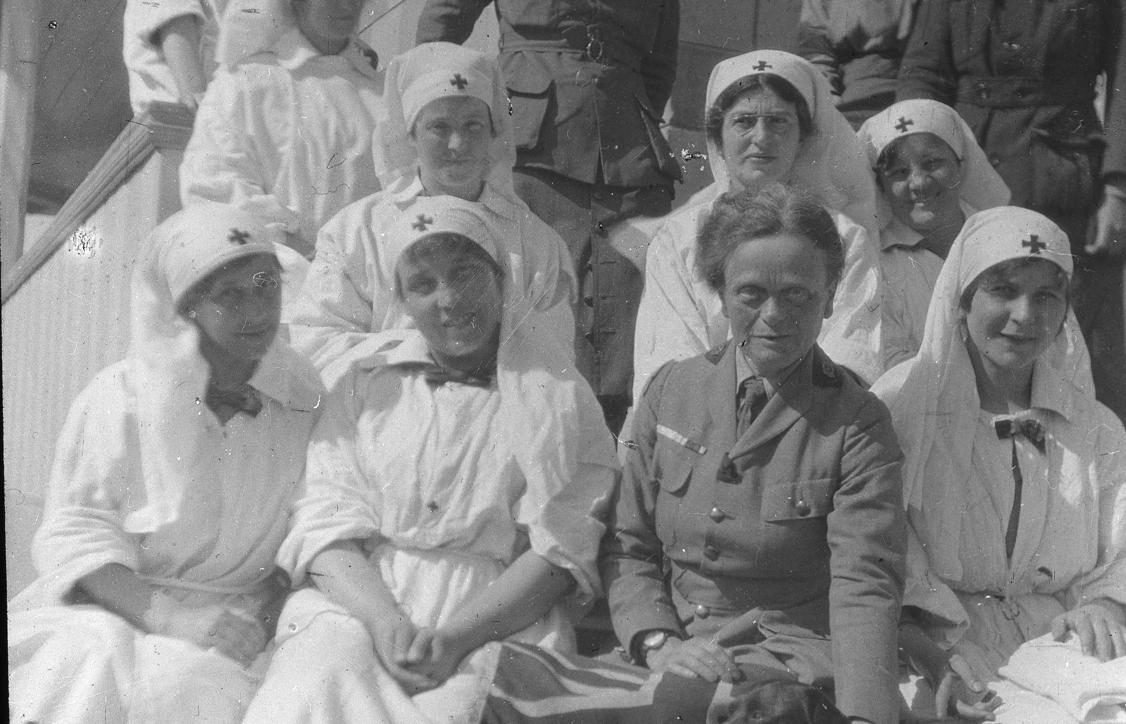The Scottish Women’s Hospitals led by founder Dr Elsie Inglis, (bottom row, second from right), cared for wounded soldiers on the frontline