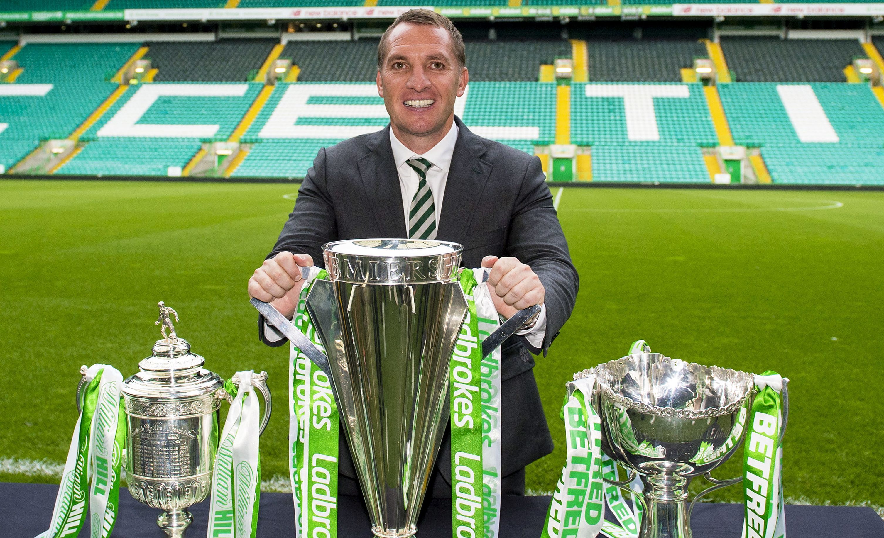 Celtic manager Brendan Rodgers won the treble in his first season (SNS Group / Paul Devlin)