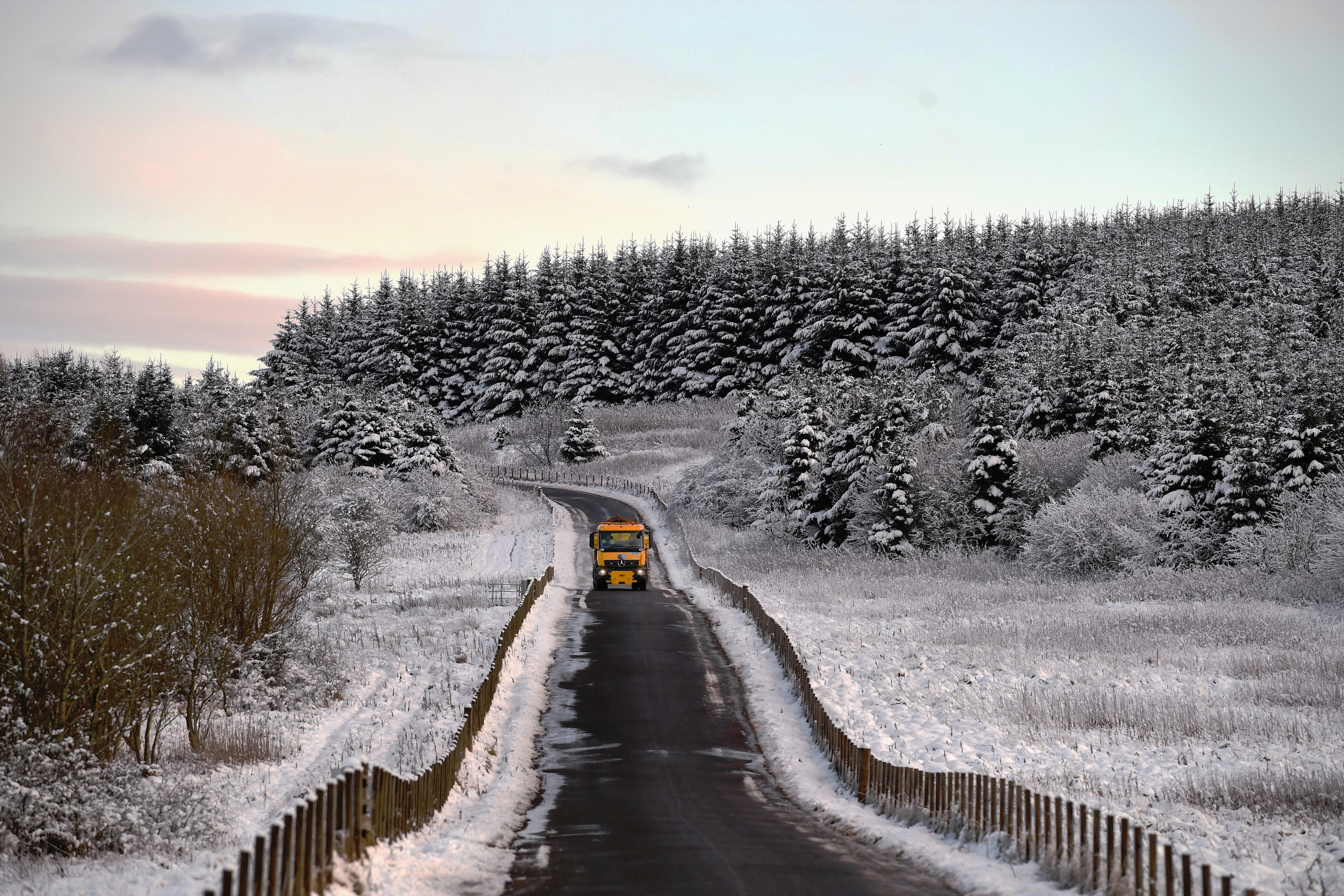 A gritter hits the roads in South Lanarkshire (Jeff J Mitchell/Getty Images)