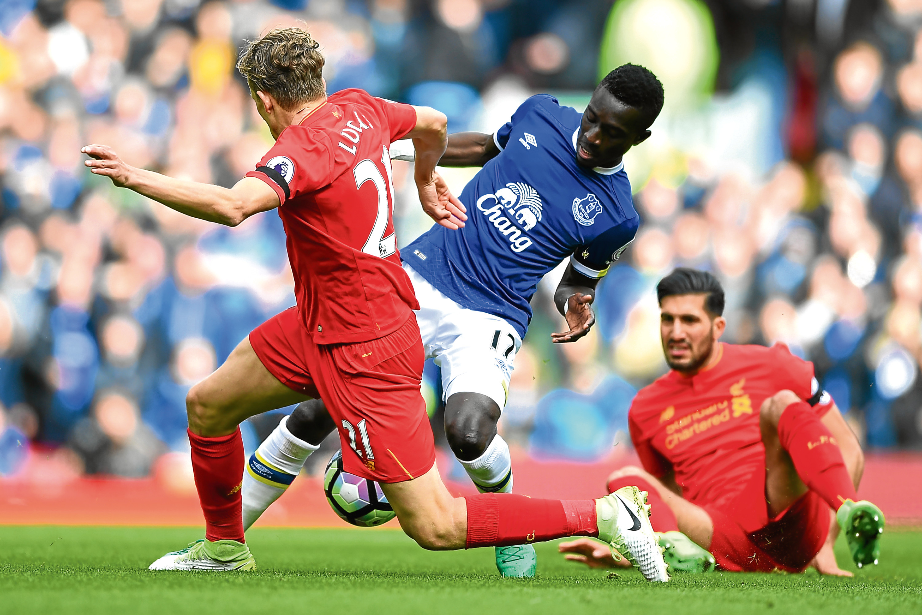 Action from the last Merseyside derby back in April. It will be equally competitive today (Gareth Copley/Getty Images)