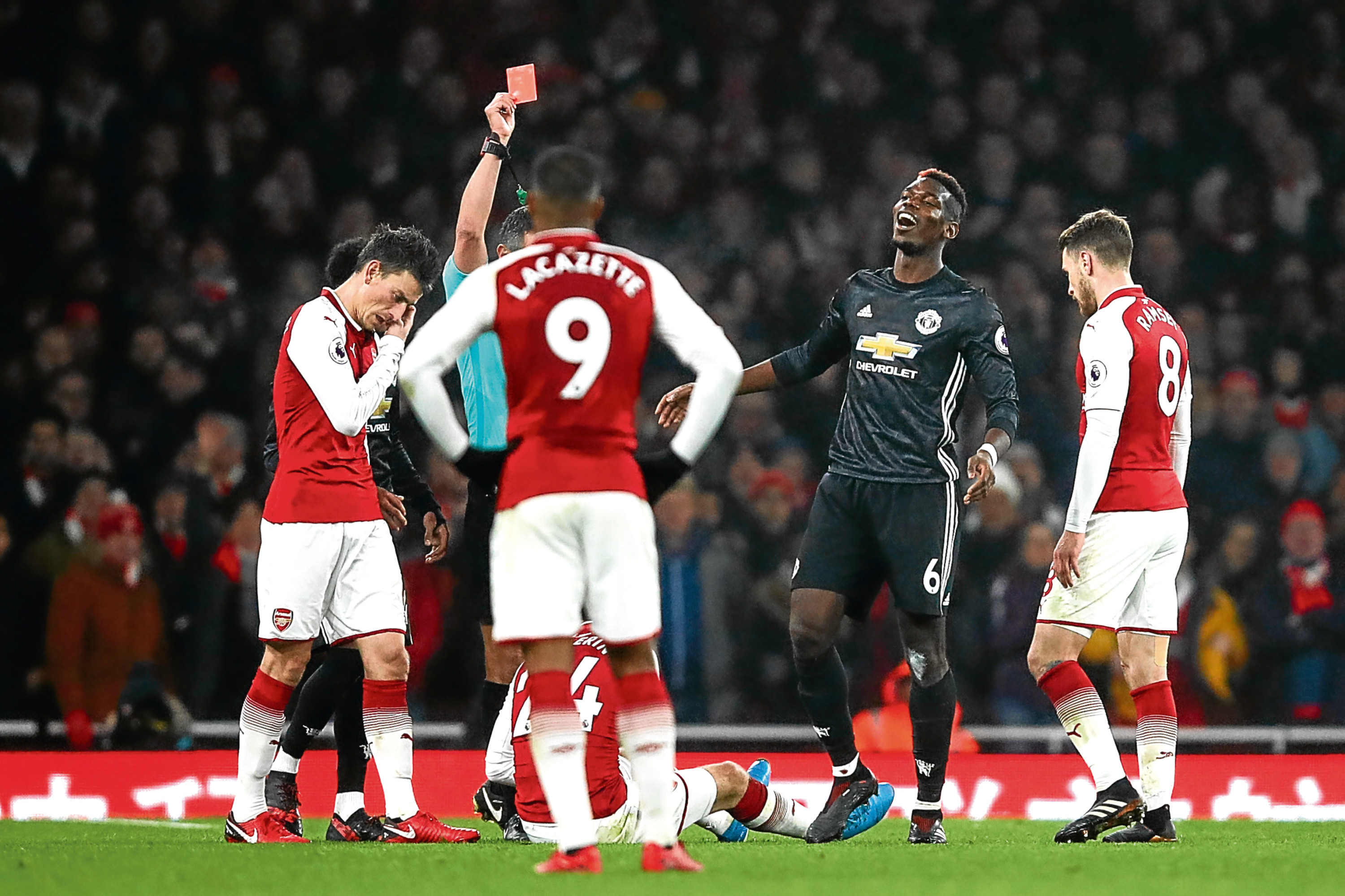 Paul Pogba sees red against Arsenal (Julian Finney / Getty Images)