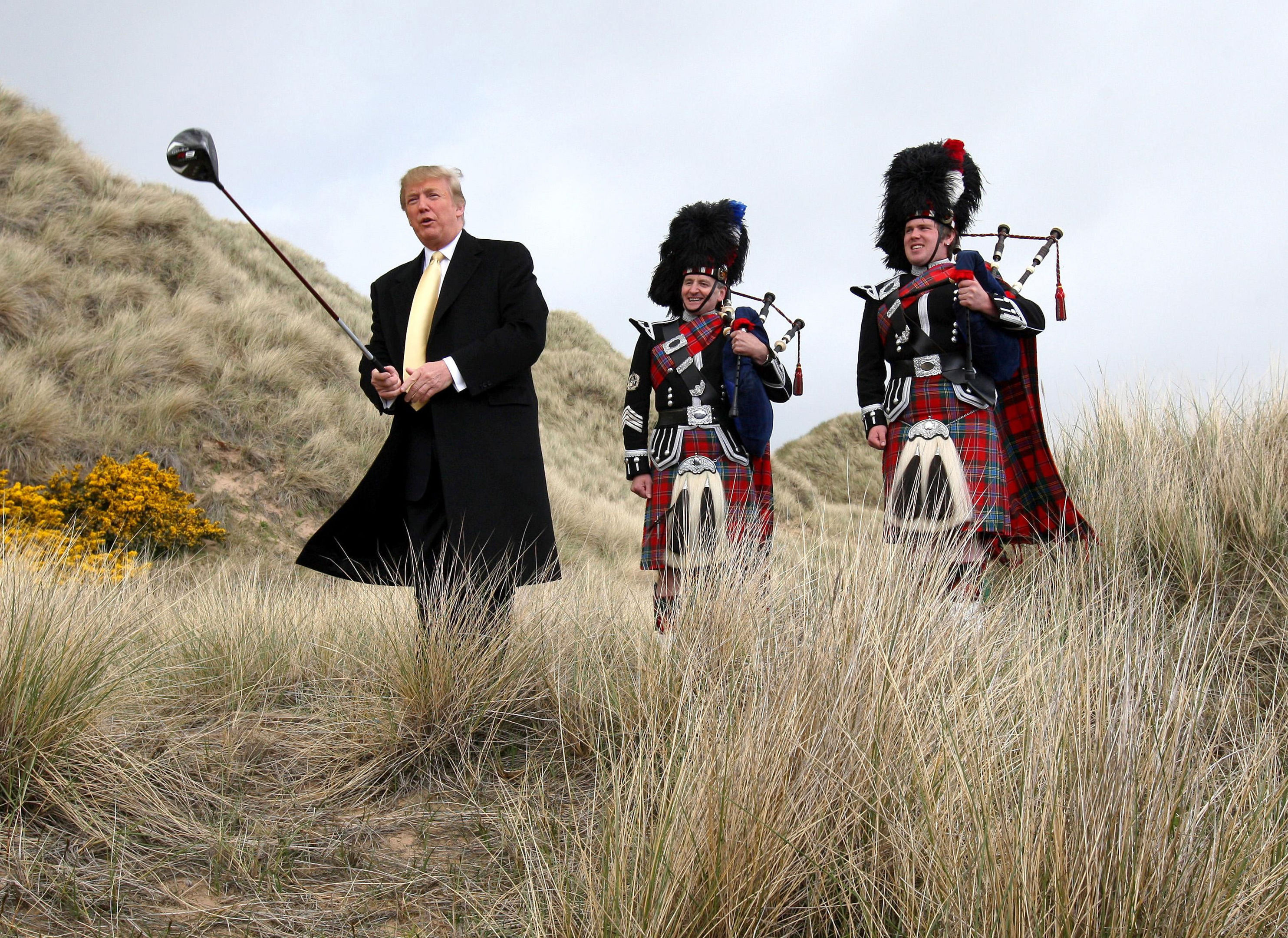 Donald Trump visiting the Menie Estate in Aberdeenshire before his golf resort was built (Andrew Milligan/PA Wire)