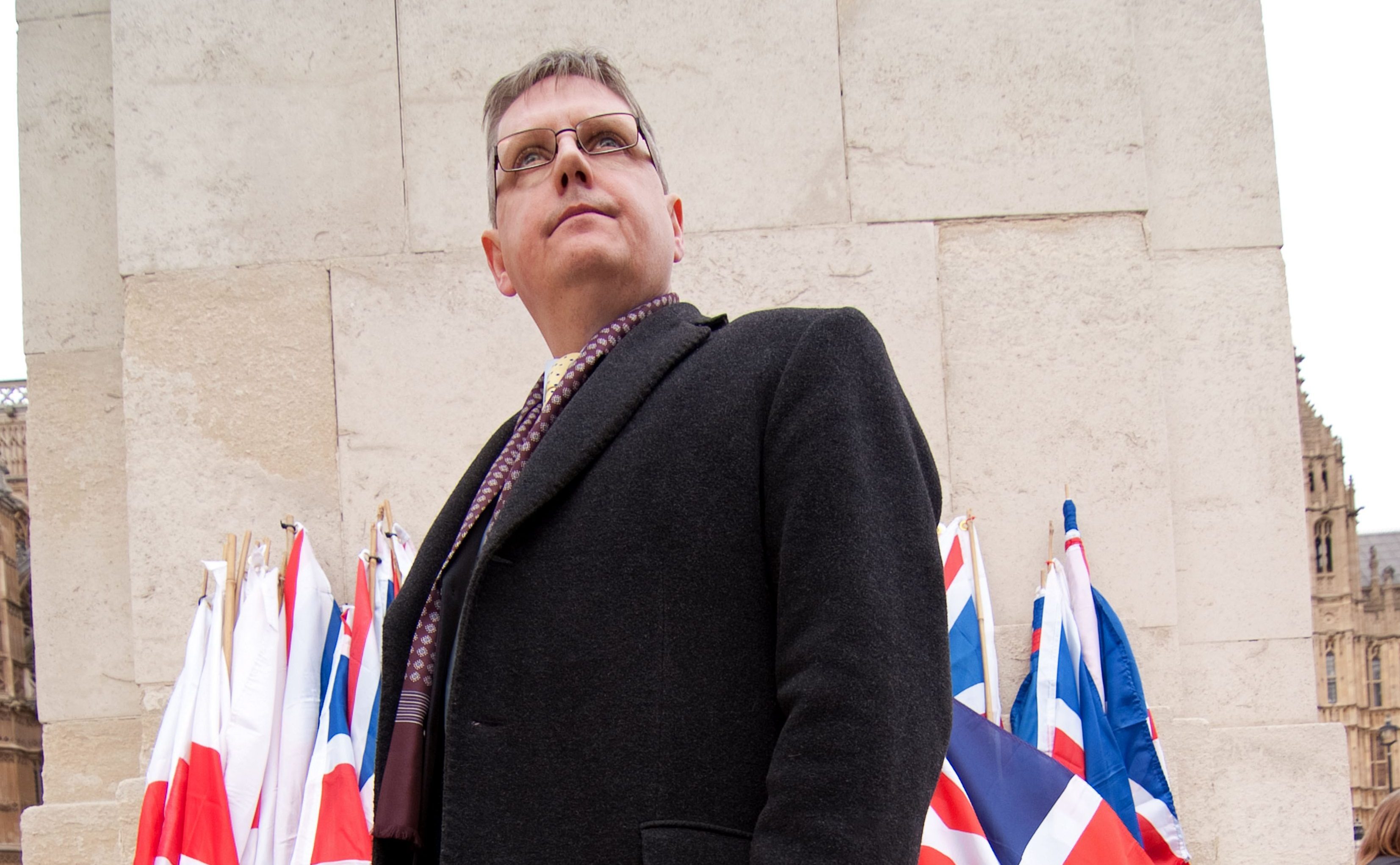 Jim Dowson has been a prominent presence at protests Marches defending the union flag on British soil (Tony Worpole/Alamy Stock Photo)