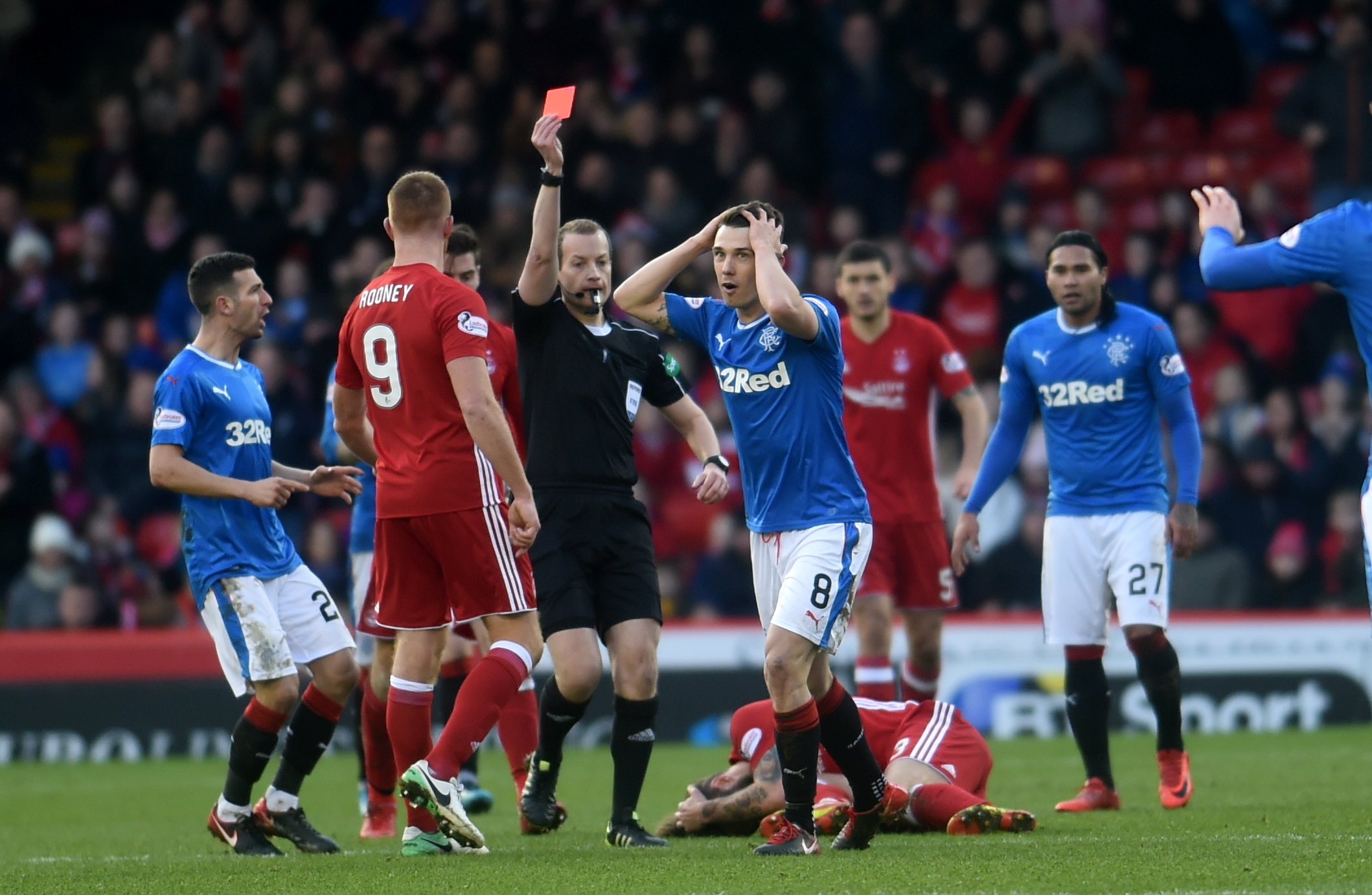 Ryan Jack was sent off by referee Willie Collum (Darrell Benns / DC Thomson)