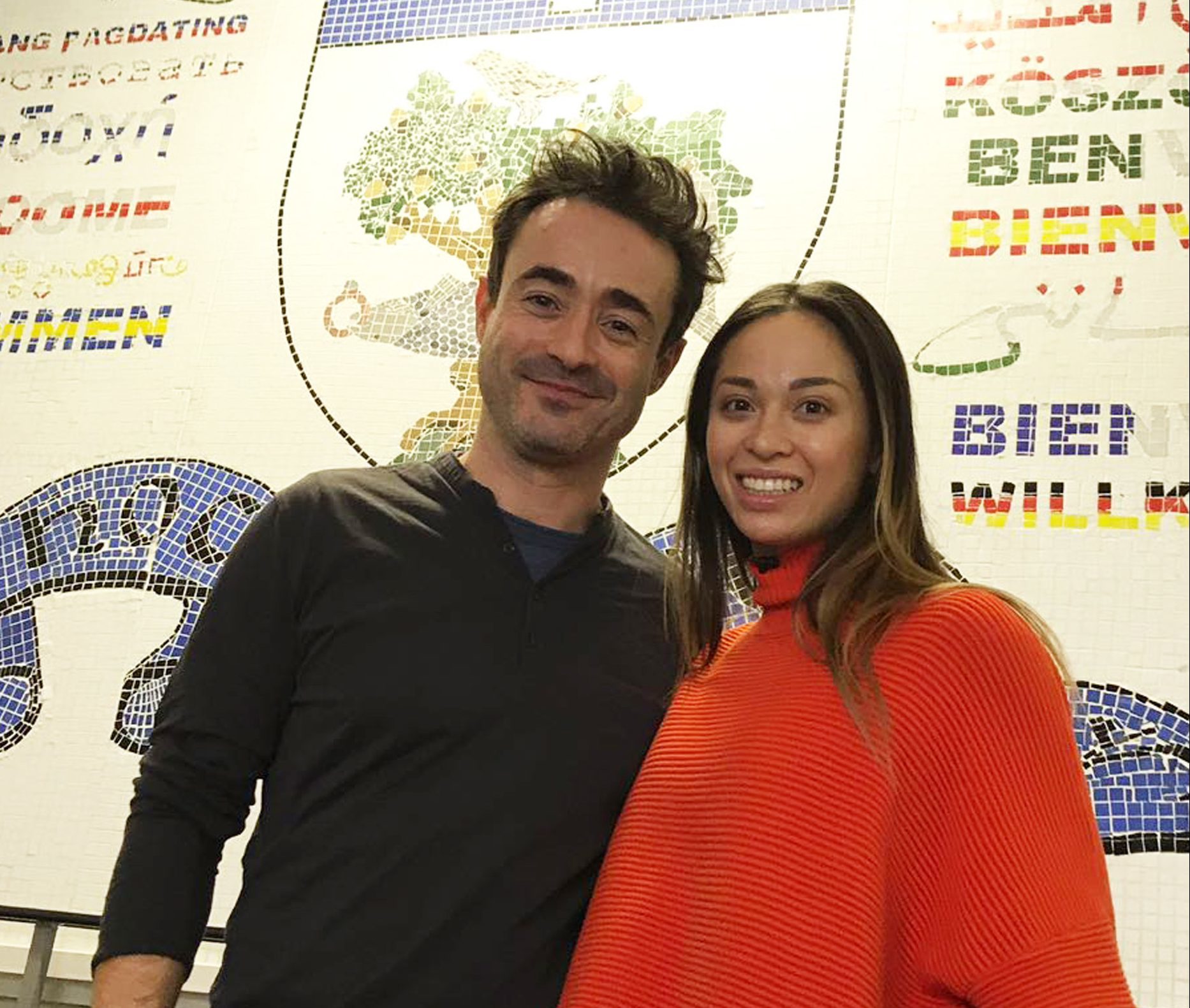Joe McFadden with with his Strictly dance partner Katya Jones, during a visit to his old school, Holyrood Secondary School in Glasgow. (BBC/PA Wire)
