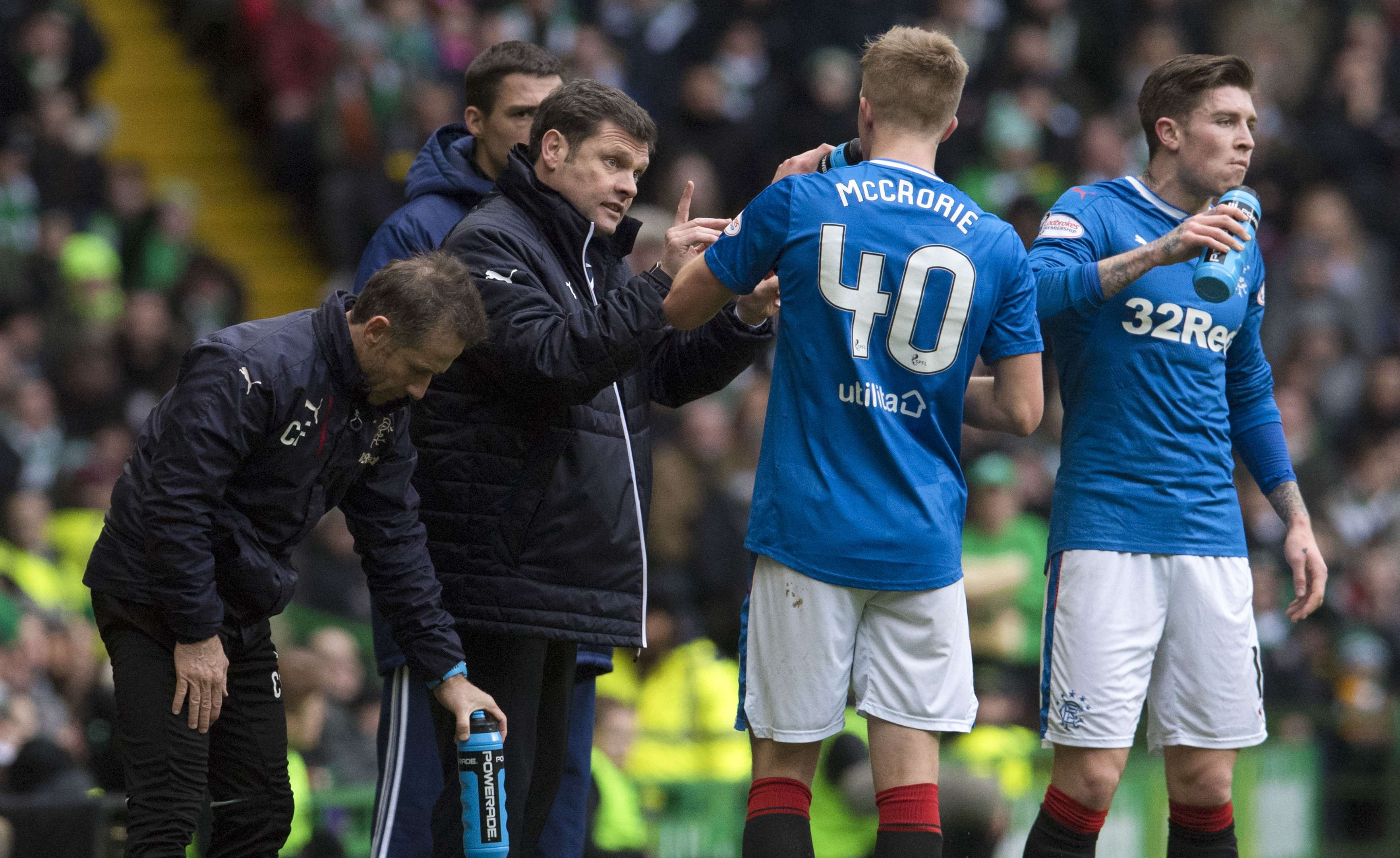 Rangers manager Graeme Murty (2nd from left) with Ross McCrorie (SNS Group / Craig Foy)