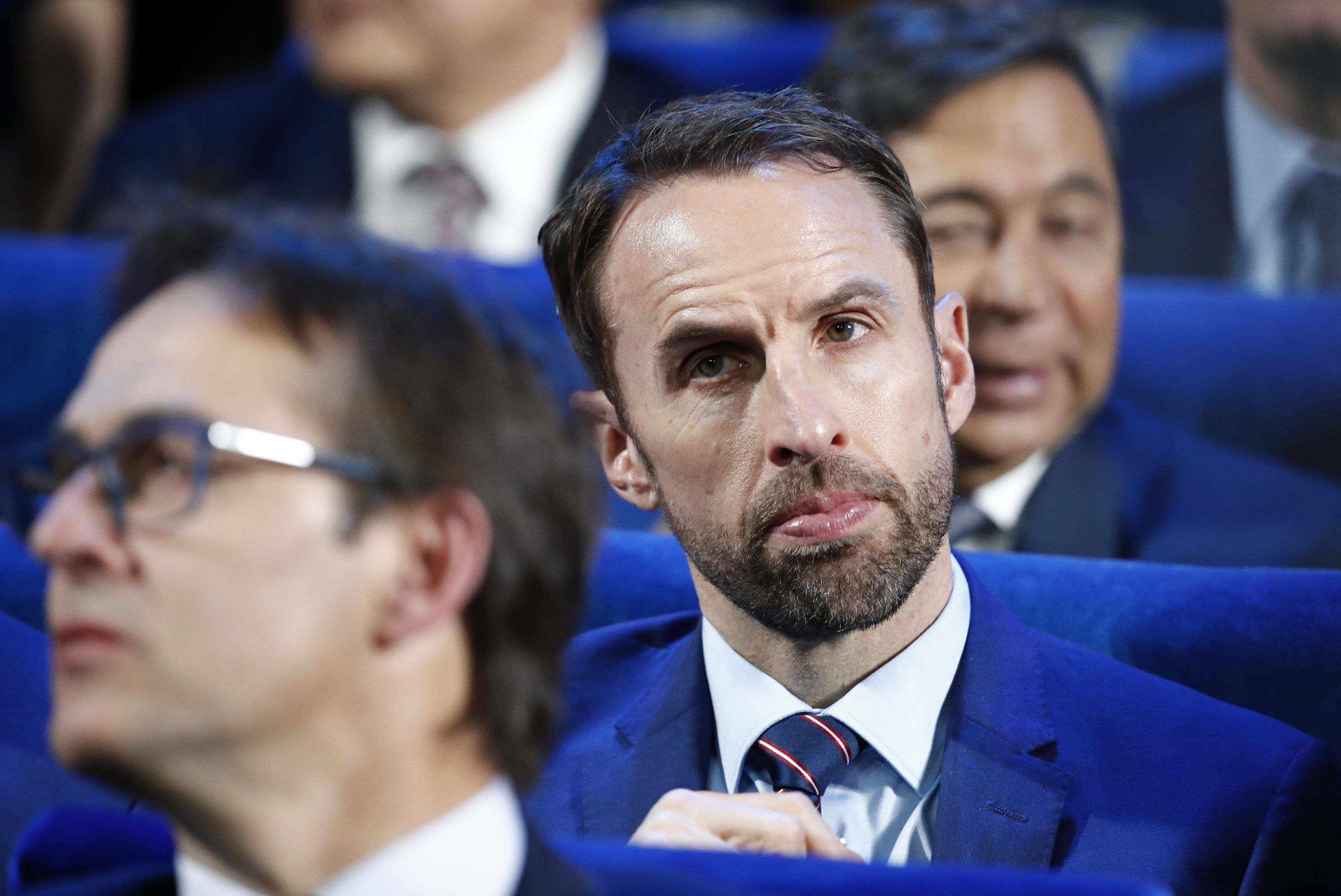 Gareth Southgate attends the 2018 World Cup draw (AP Photo/Pavel Golovkin)