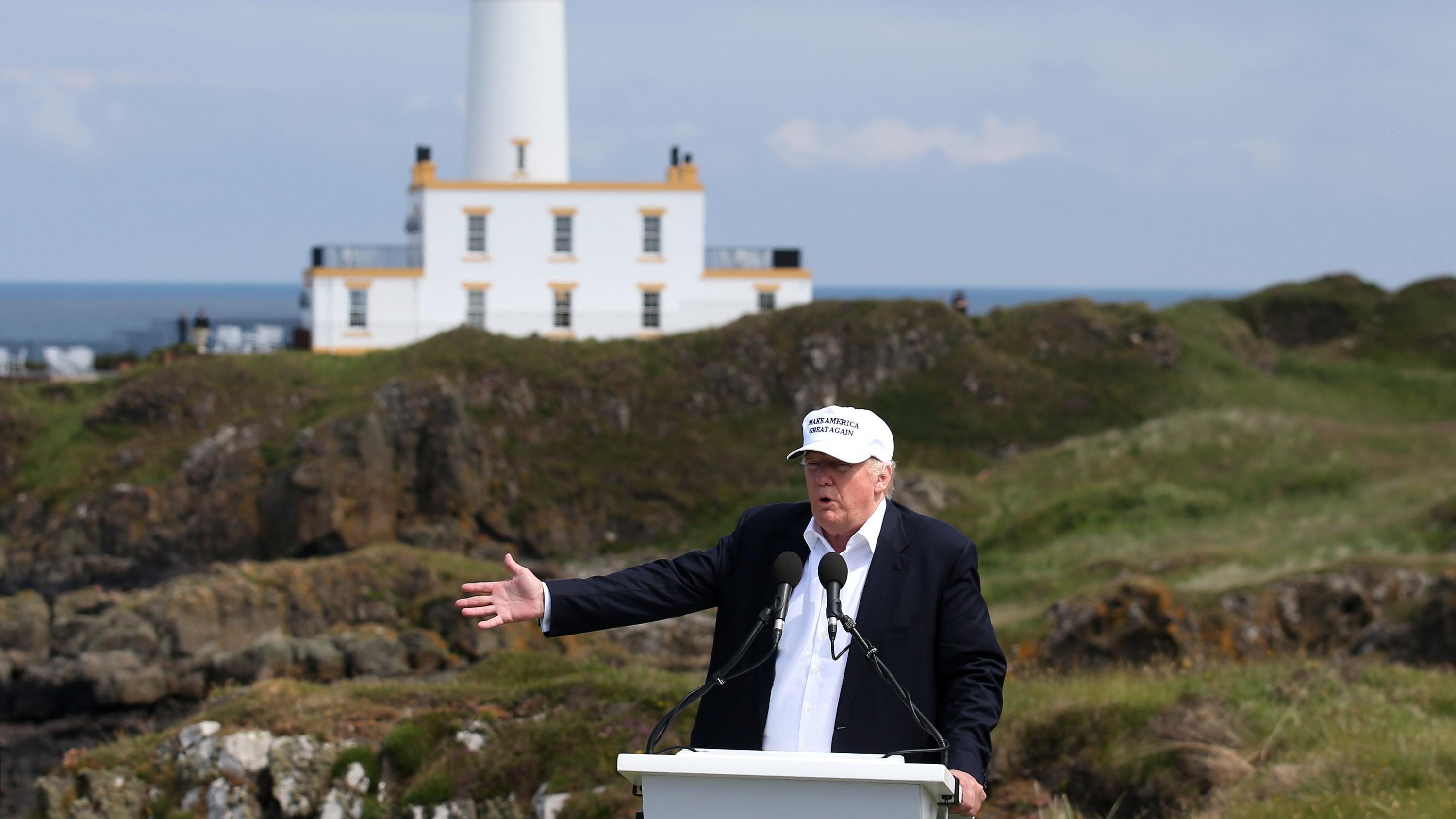 Donald Trump at Trump Turnberry golf course in South Ayrshire (Andrew Milligan/PA)