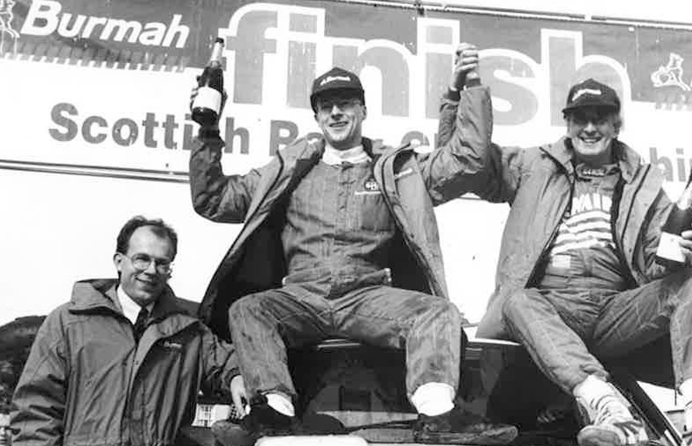 Donald Milne (middle) at the Burmah Scottish Rally Championship in 1994