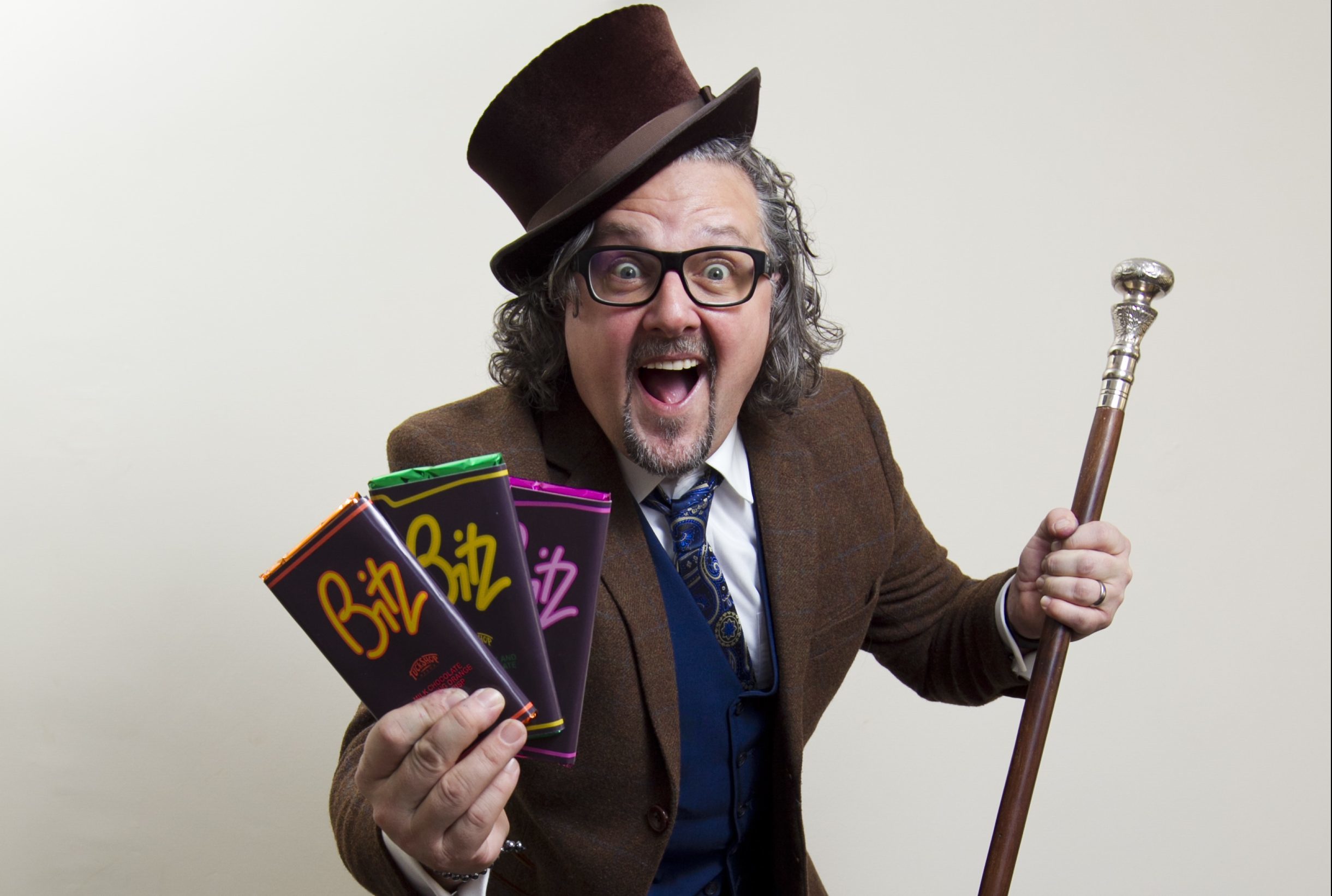 Roddy Nichol (aka Willy Wonka) who makes old retro sweets and chocolate. (Andrew Cawley/Dc Thomson)