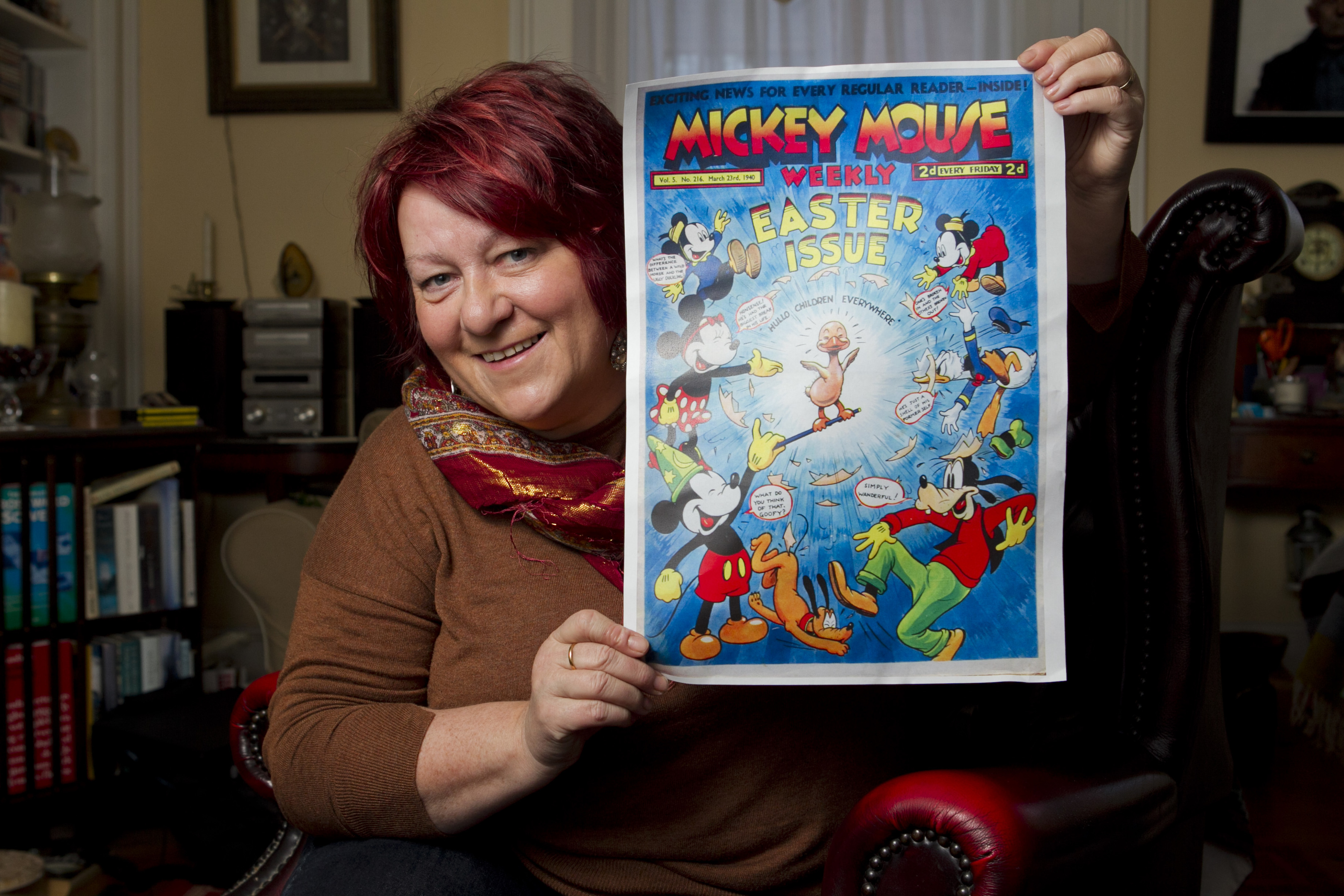 Fiona MacKenzie, who is the NTS curator at Canna House, and has discovered hundreds of very old antique Disney / Mickey Mouse comic books in the House's collection. (Andrew Cawley)